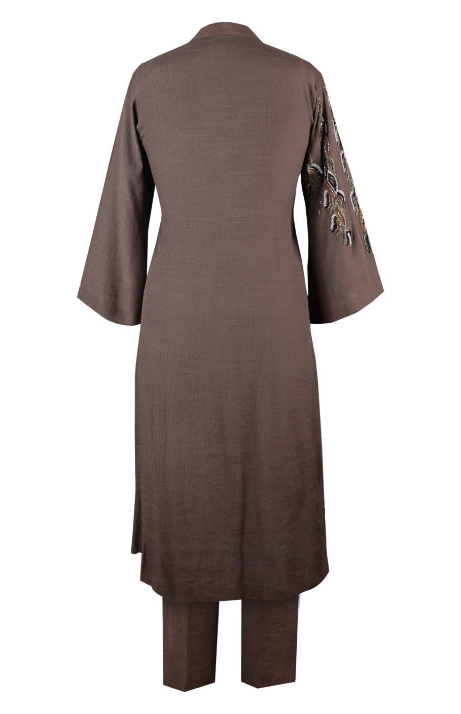 Wavy Lines Kurta Set - BROWN