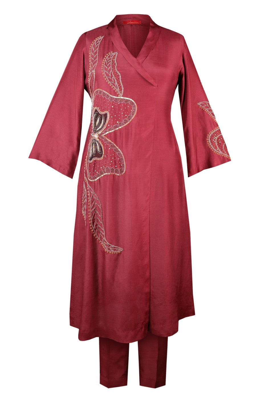 Buttercup Angrakha Mul Kurta Set - MAROON