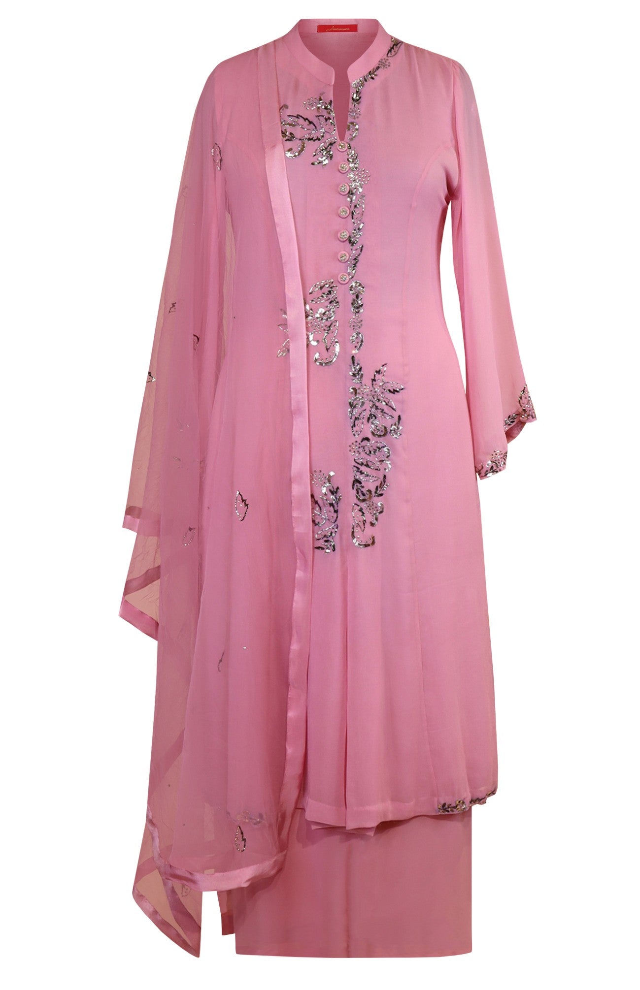 Georgette Kalidar Suit With Mukaish Embroidery