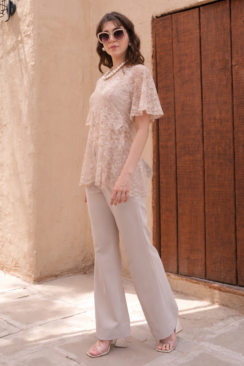 Lace Co-ord Set - CHAMPAGNE