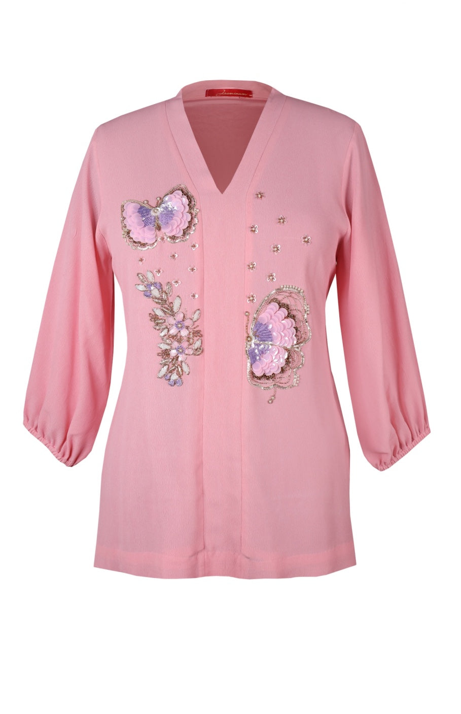 Chunky Butterflies Crepe Top - PINK