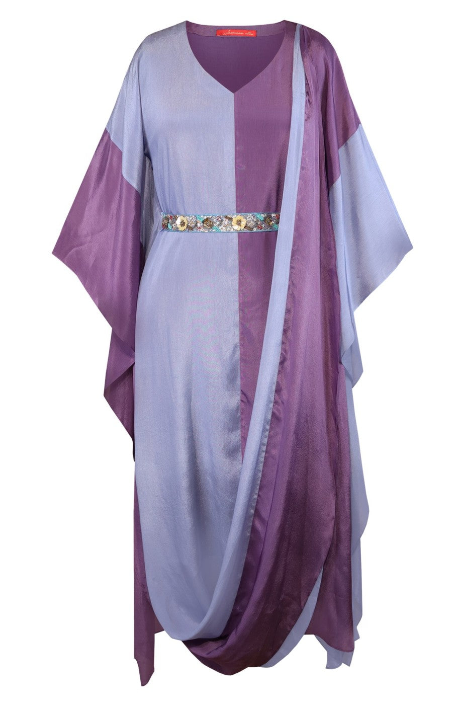 Colour Block Draped Kaftan - DUSTY MAUVE