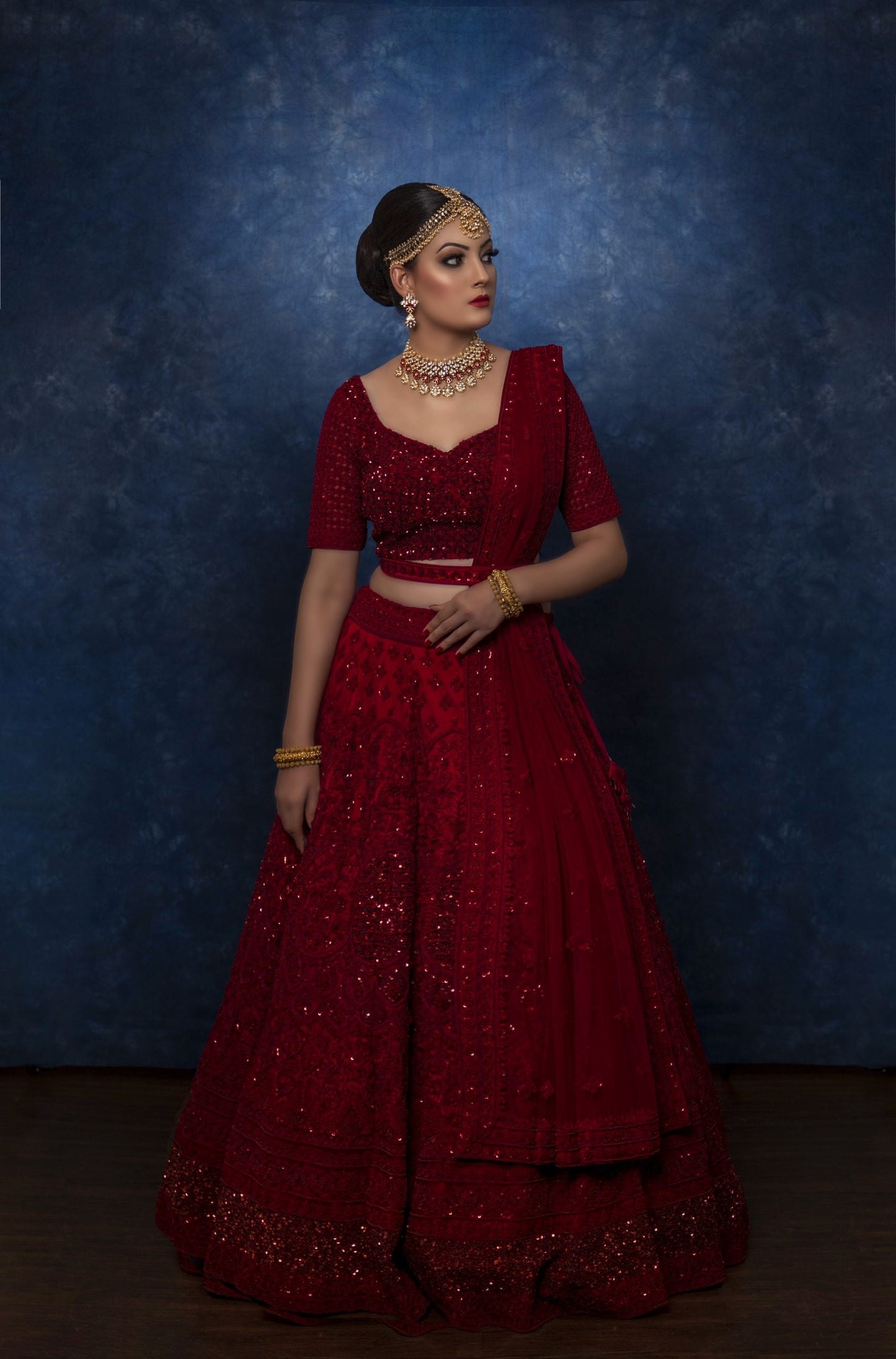Maroon Tone On Tone Embroidery Lehnga Choli