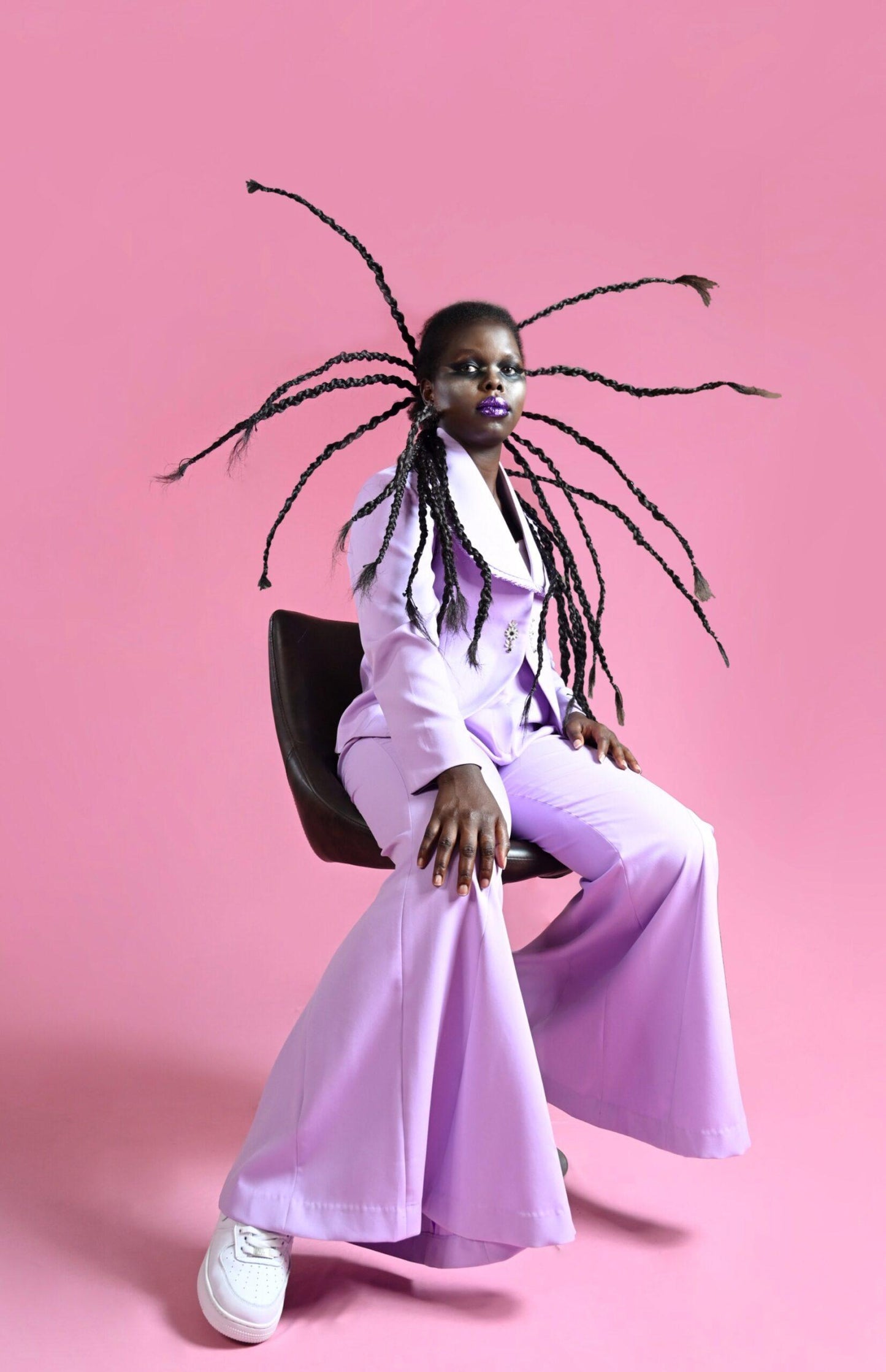 Lavender Jacket With Flared Trousers
