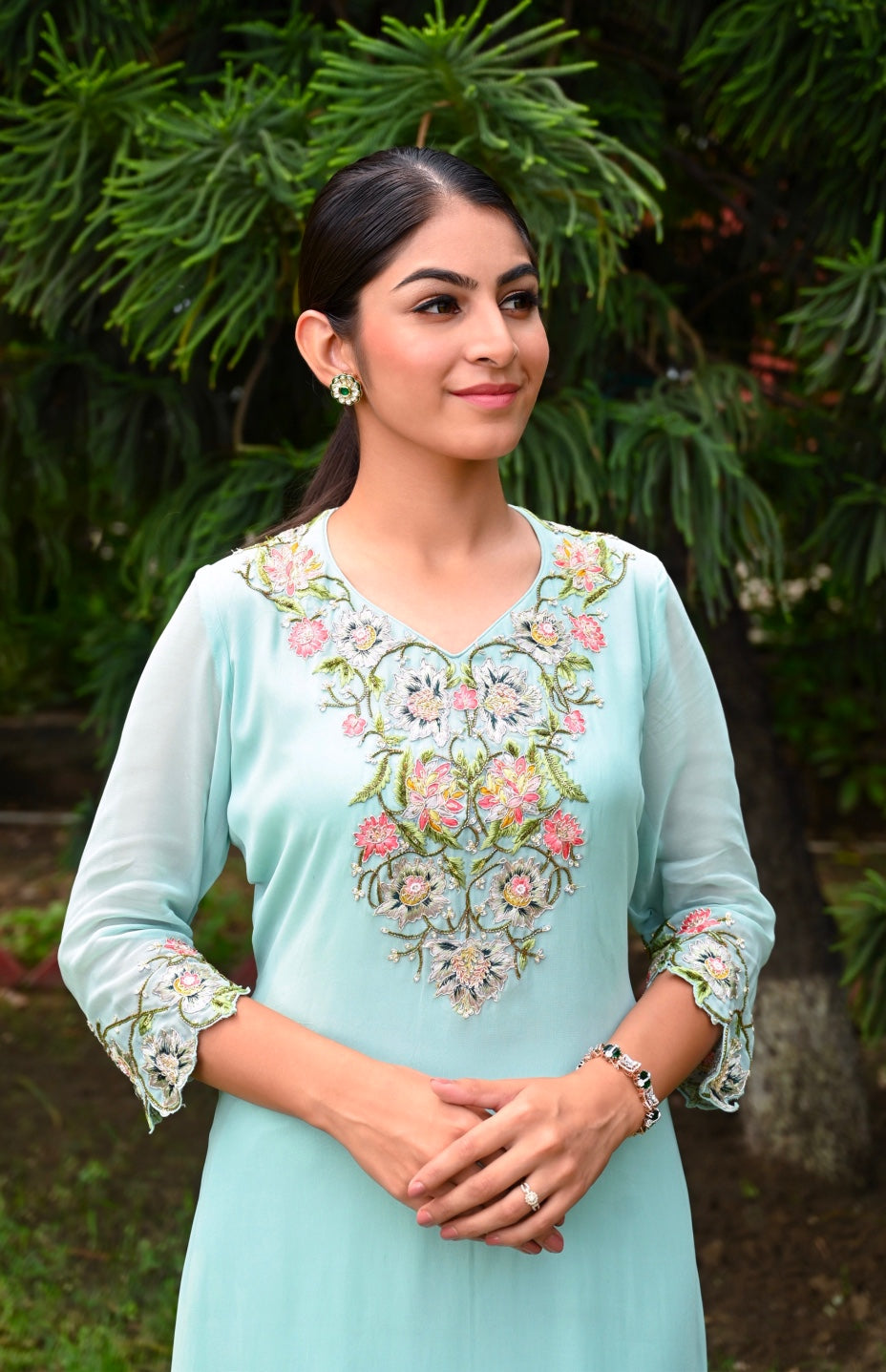 Georgette Suit With Scalloped Embroidery