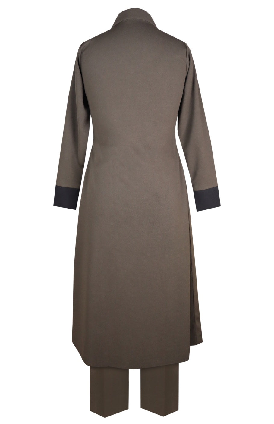 Daisy Kurta Set With Shawl Collar - OLIVE