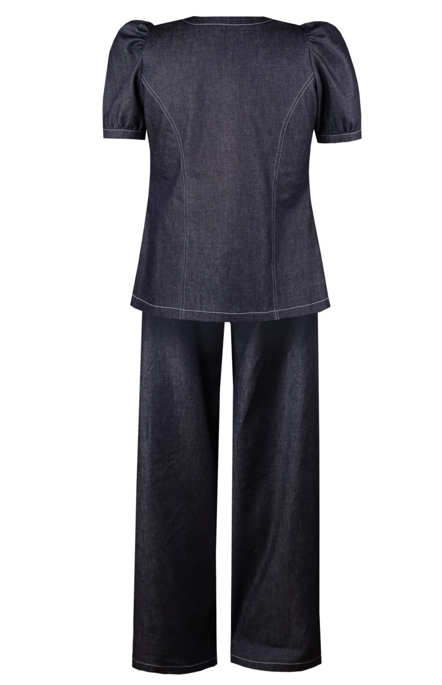 Denim Co-ord Set With Puff Sleeves