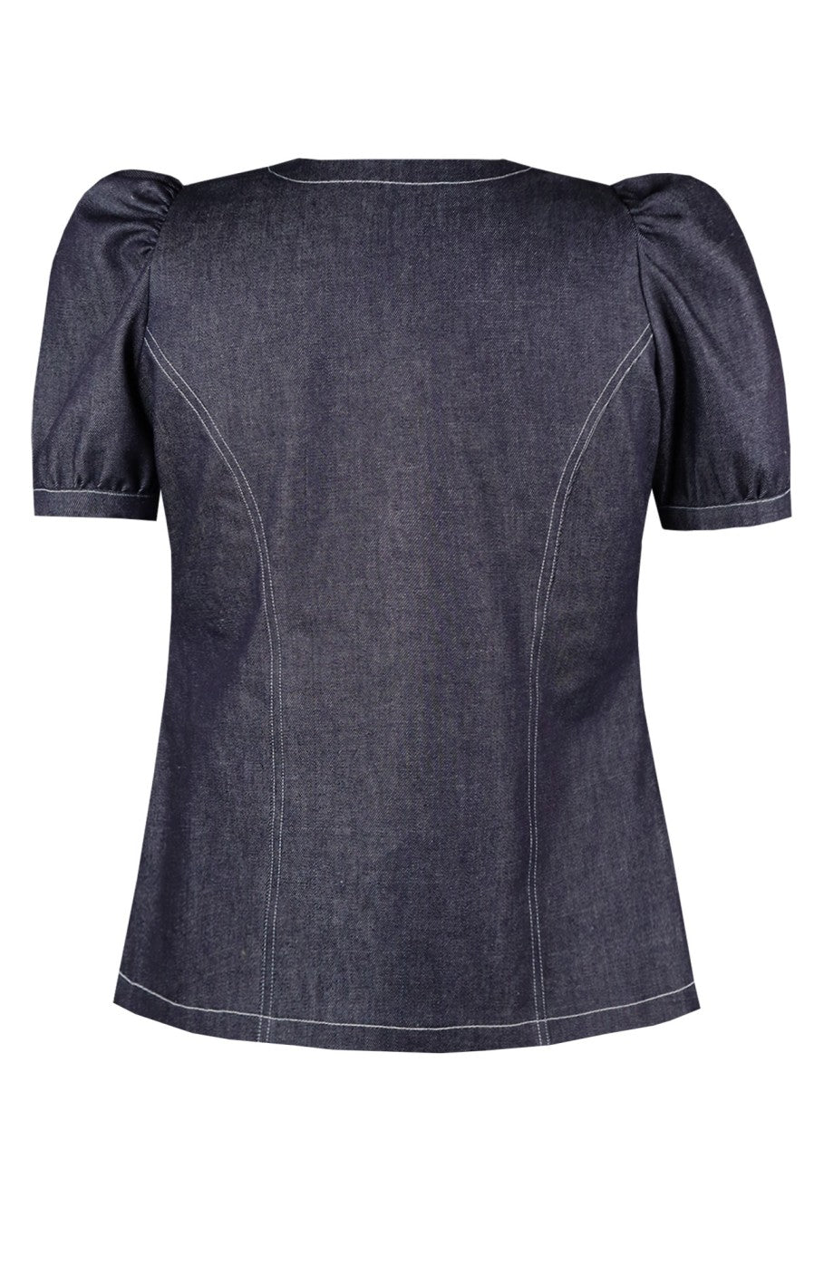Denim Top With Puff Sleeves
