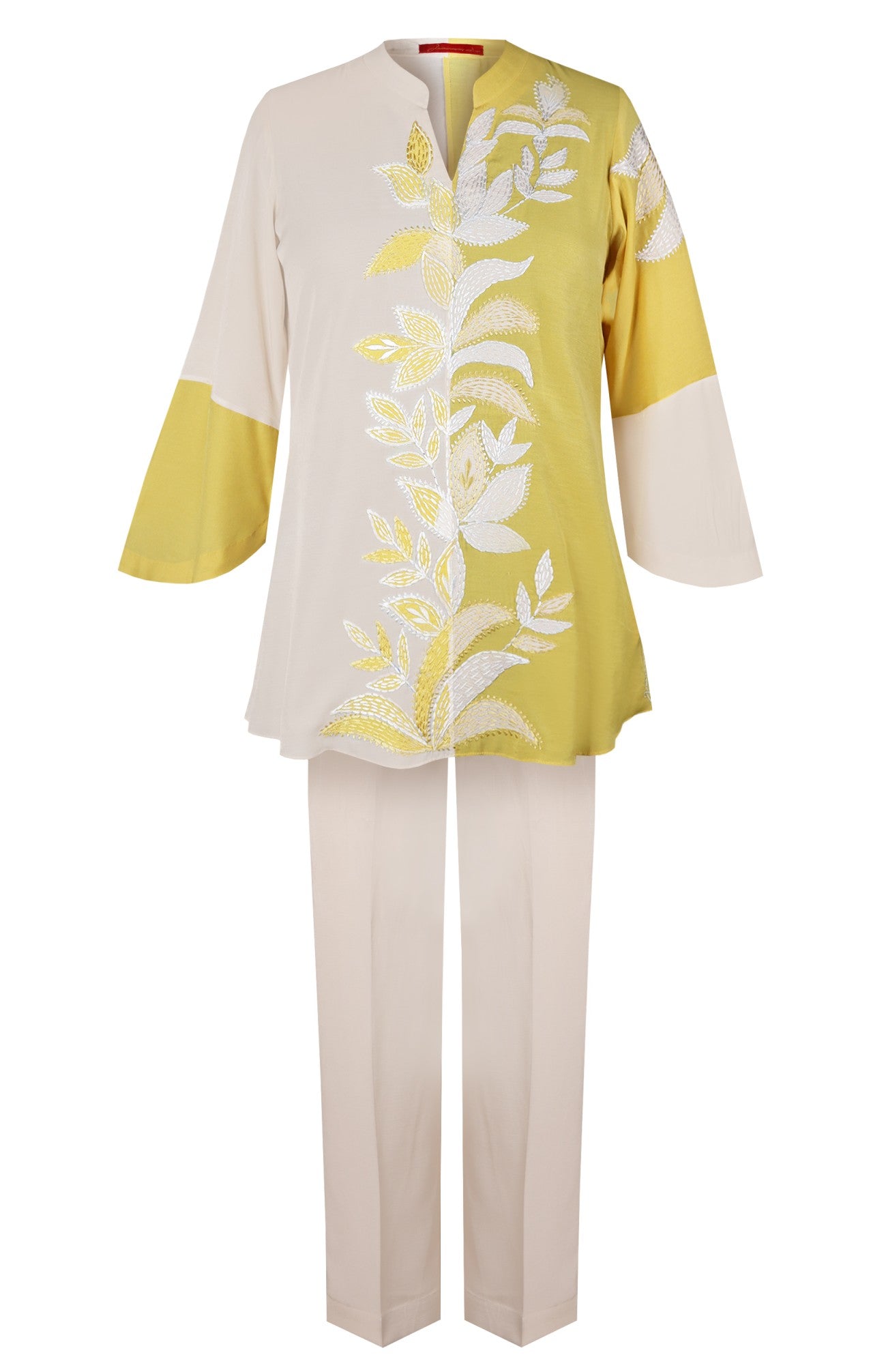 Dual Tone Kantha Co-ord Set - BUTTER YELLOW