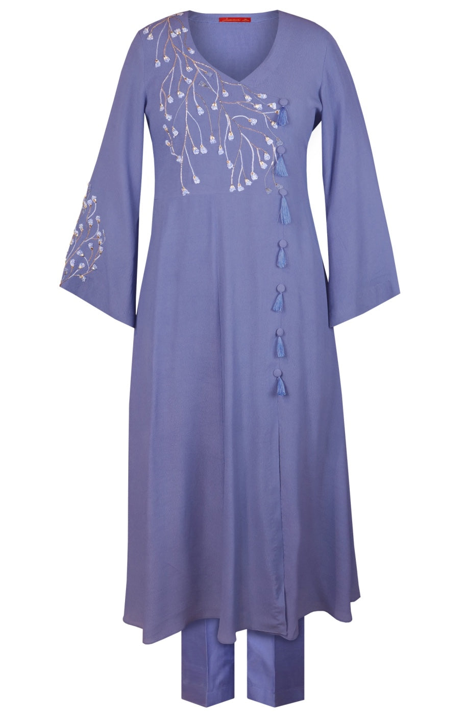Dusty Blue Angrakha Kurta Set