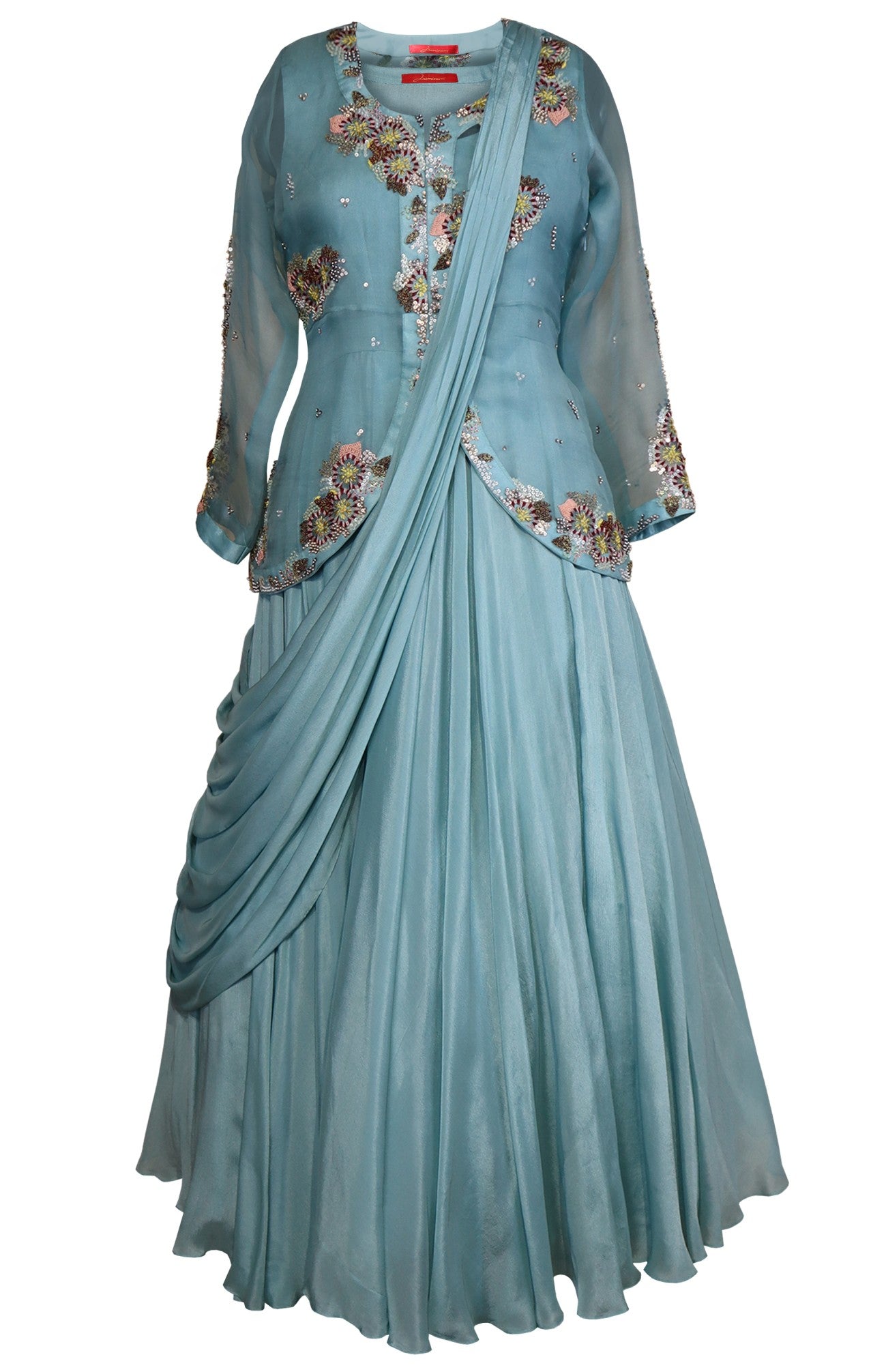 Draped Gown With Short Jacket