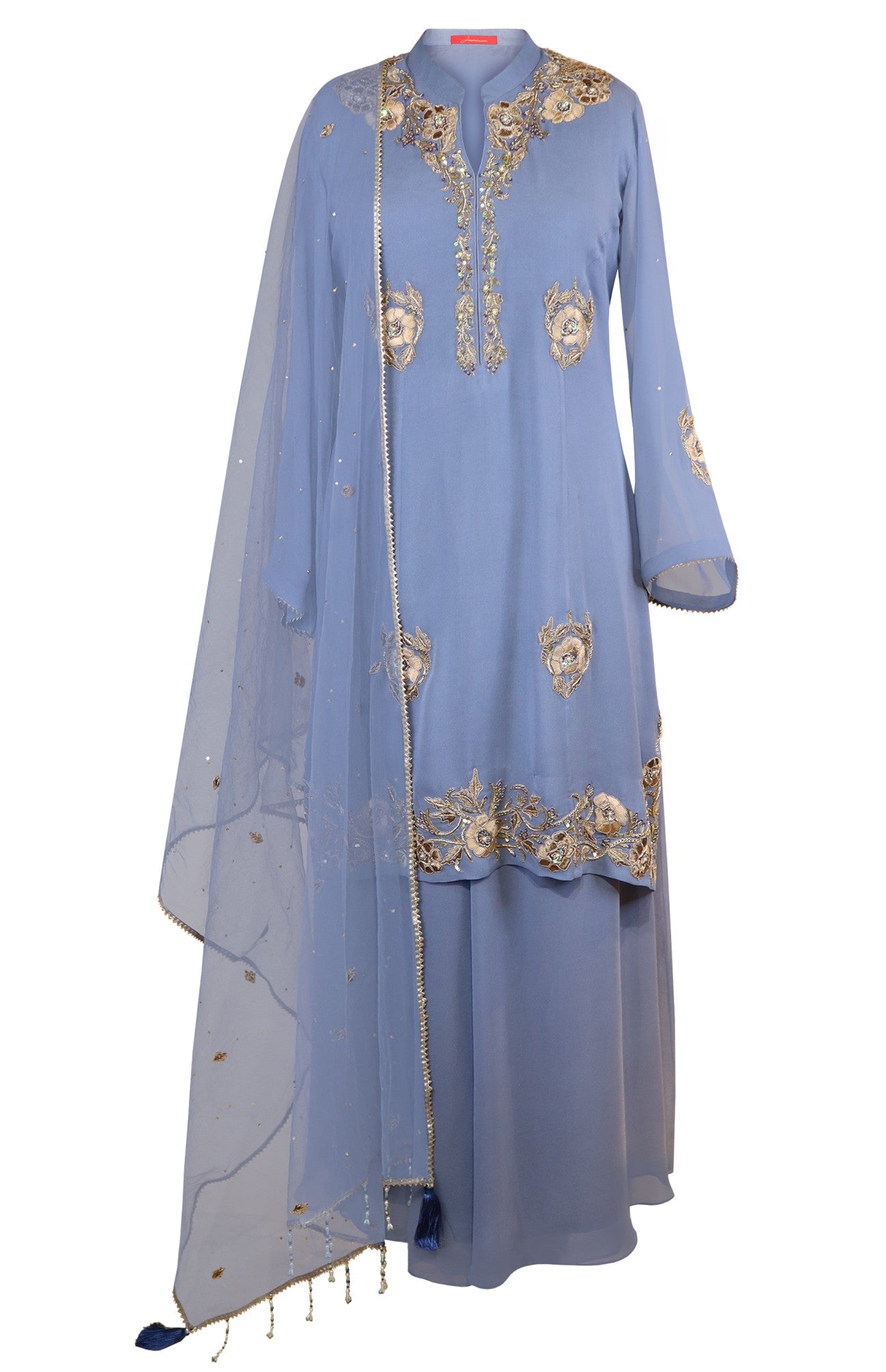 Dusty Blue Sharara Suit