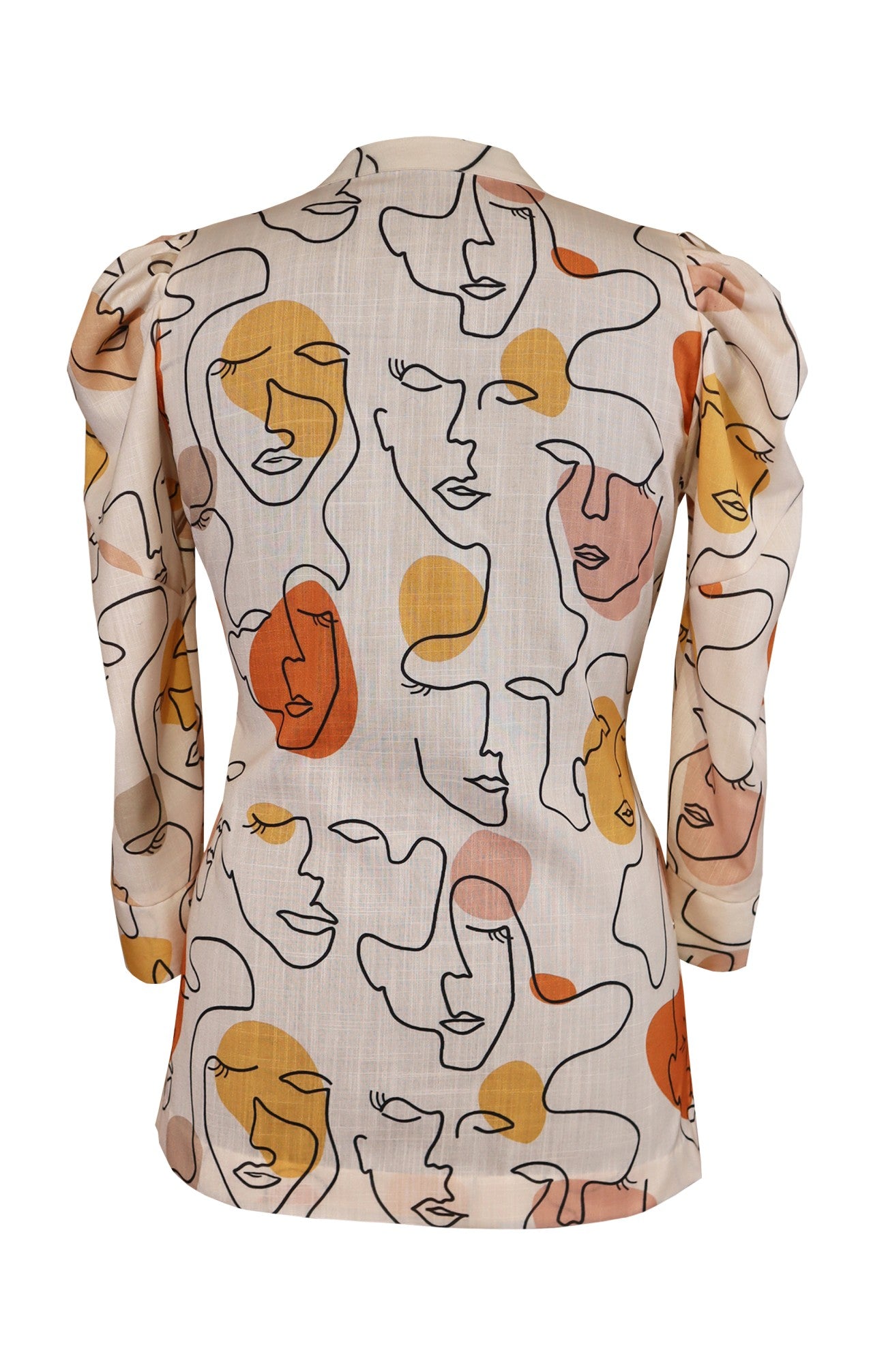 Face Print Linen Top