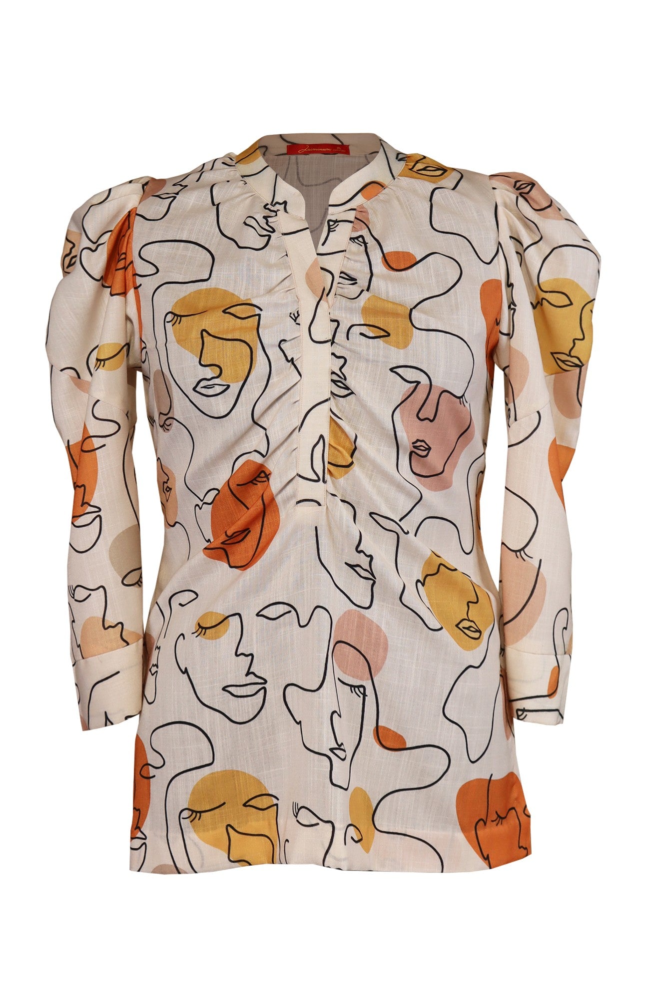 Face Print Linen Top
