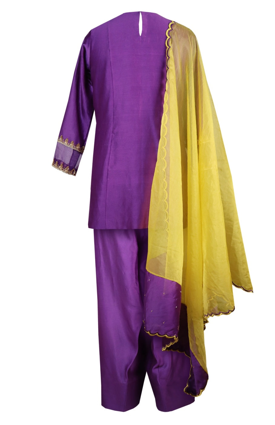 Kora Silk Farshi Salwar Suit - PURPLE