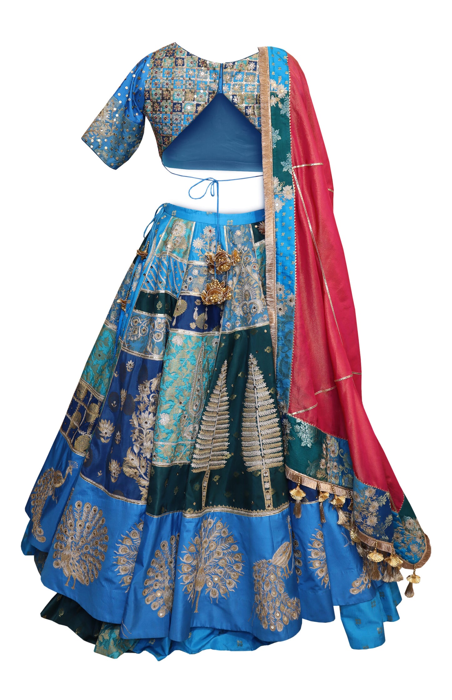 Feroze Blue Mixed Brocades Lehnga Choli