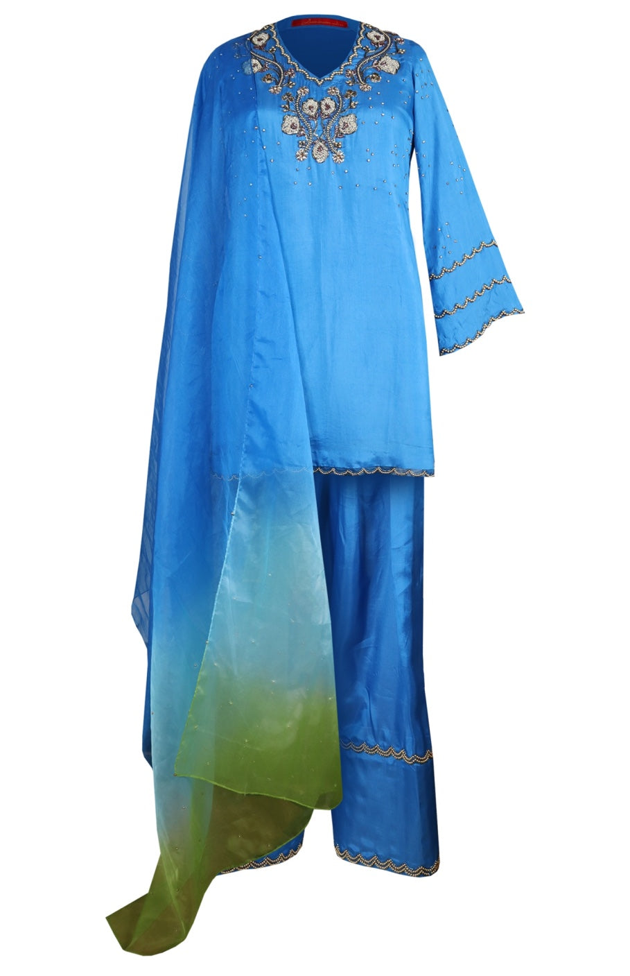 Silk Farshi Suit With Ombre Dupatta - FEROZI