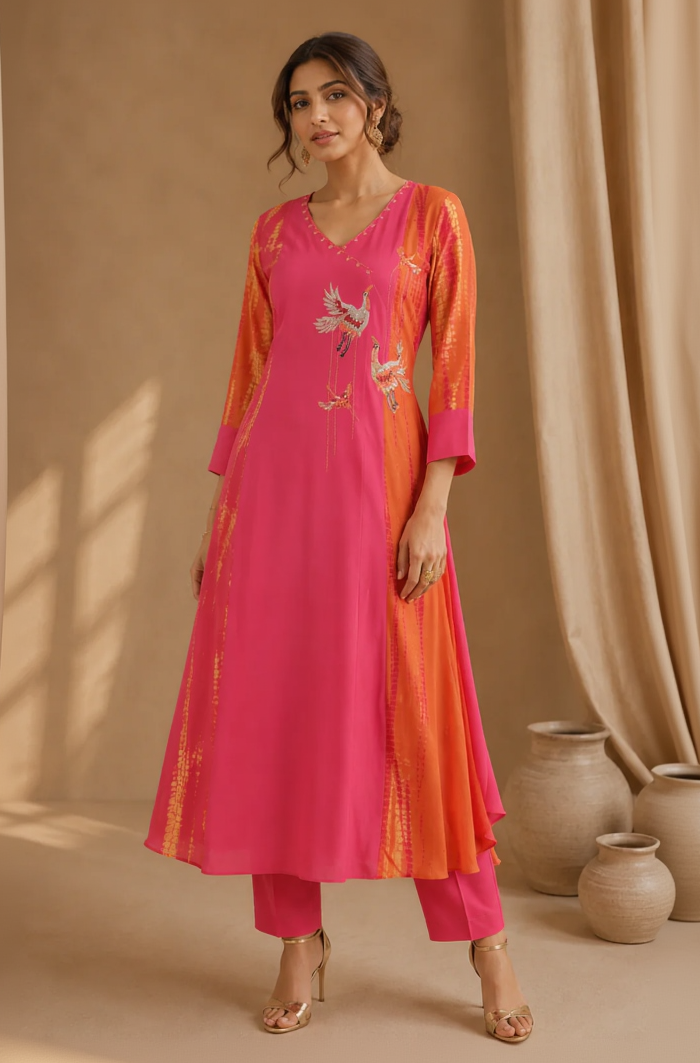 Tie & Dye Angrakha Kurta Set