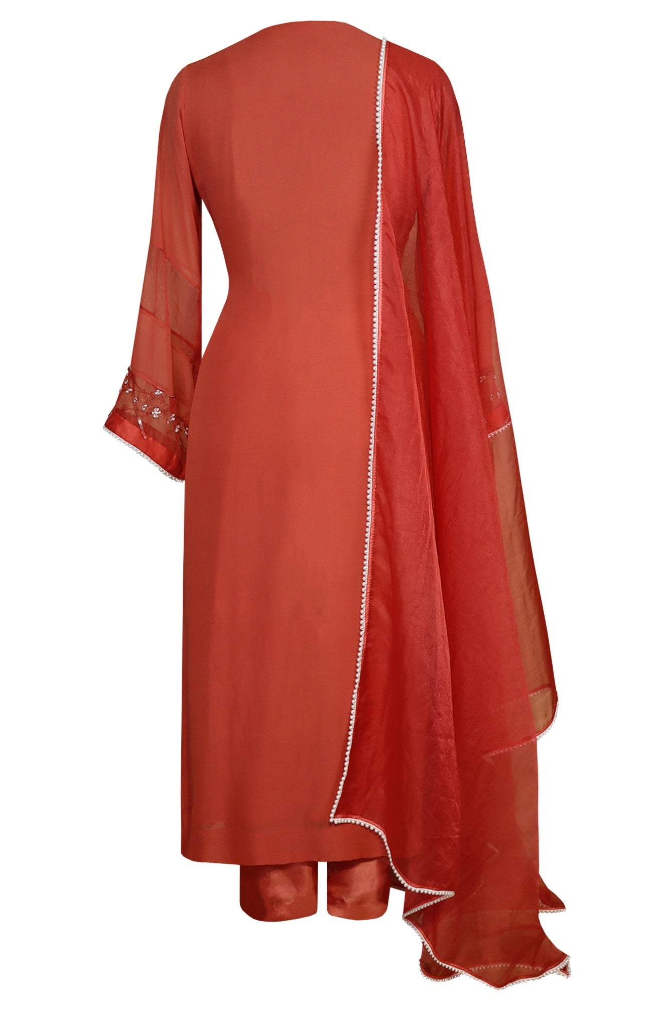 Georgette Suit With Organza Block - GAJARI