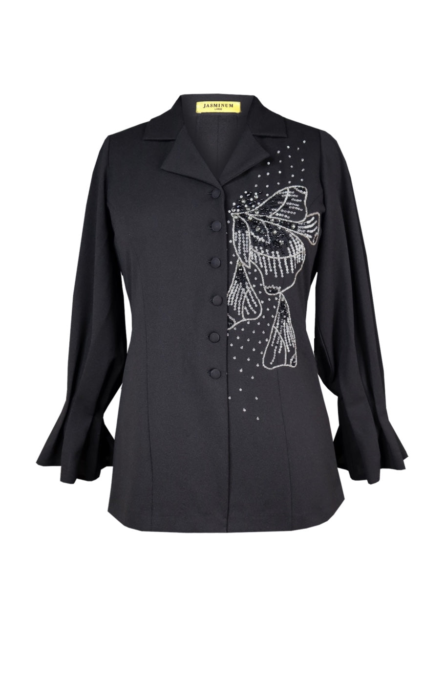 Glasswing Split Button Blazer - BLACK