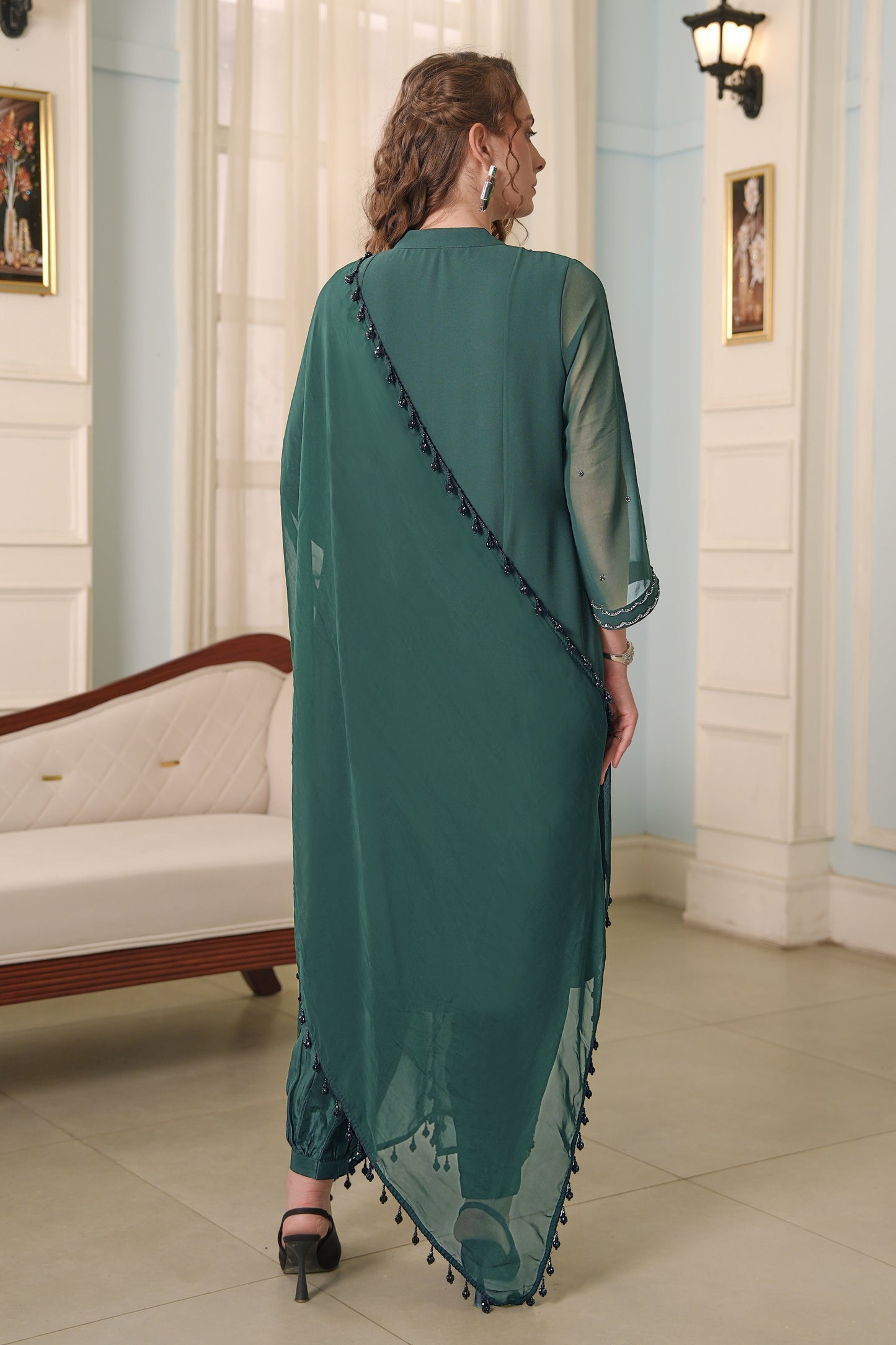 Glasswing Kalidar Salwar Suit - BOTTLE GREEN