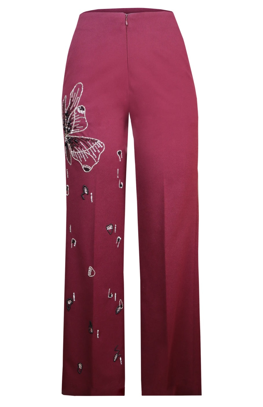 Glasswing Embroidered Pants - WINE
