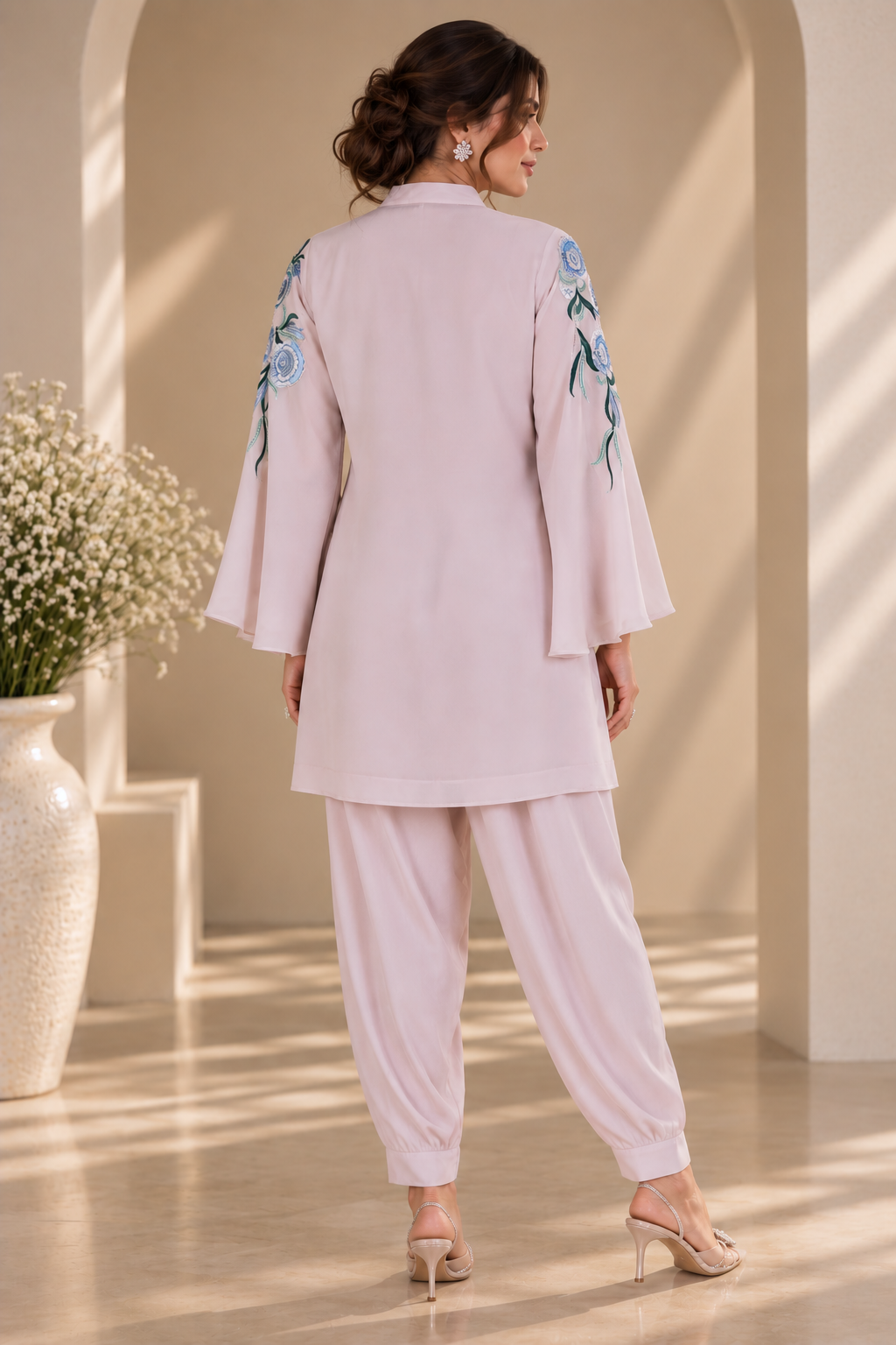 Oyster Co-ord Set With Salwar - GREIGE