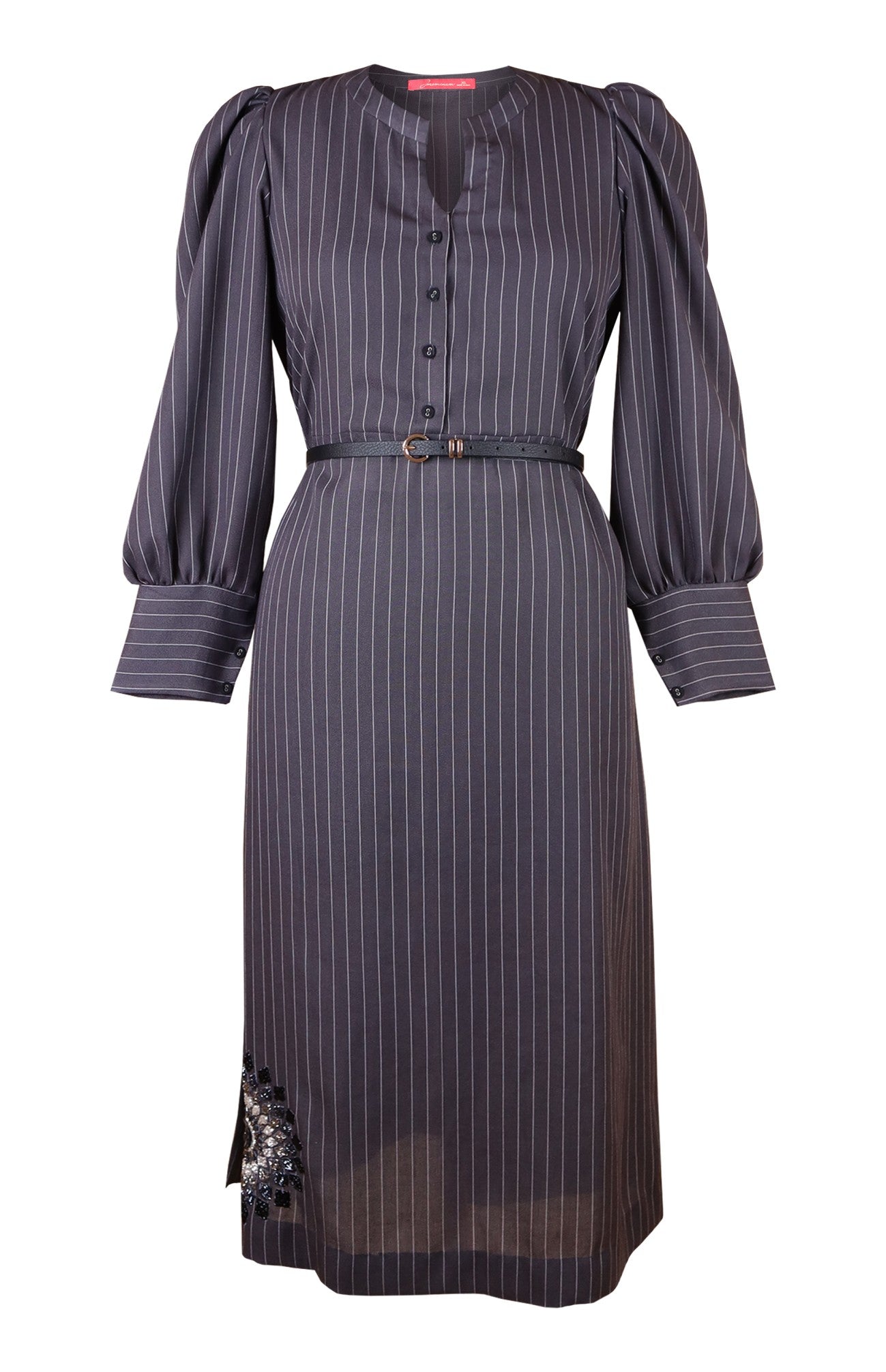 Grey Linen Midi Dress