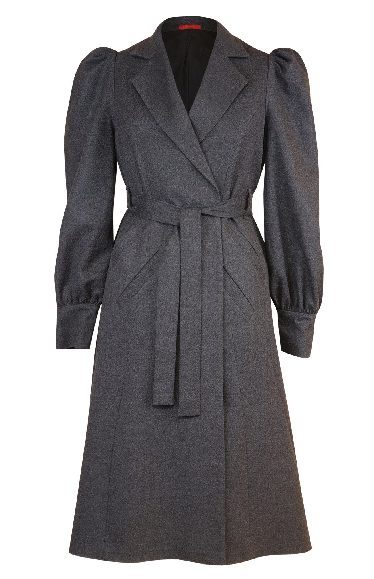 Grey Trench With Balloon Sleeves