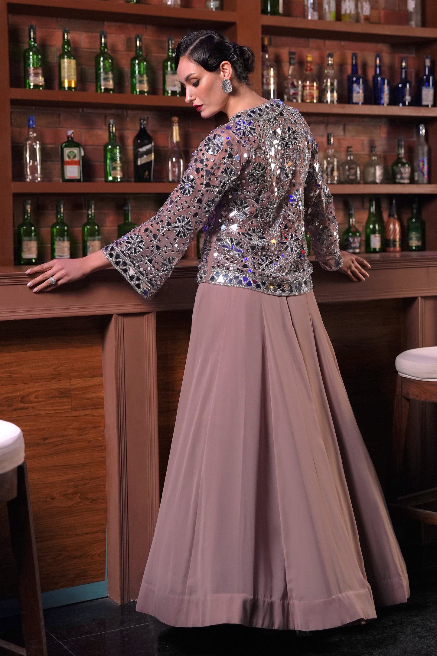 Mirror Work Jacket With Skirt