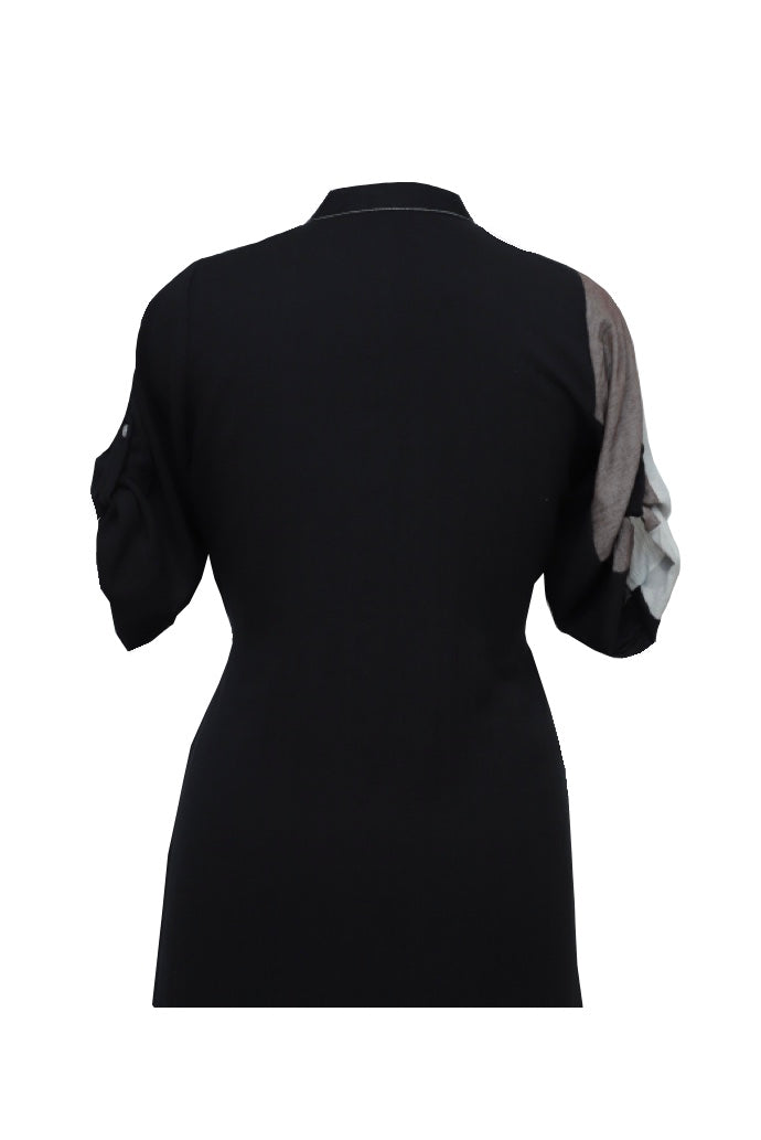 Black Colour Block Linen Shirt Kurta