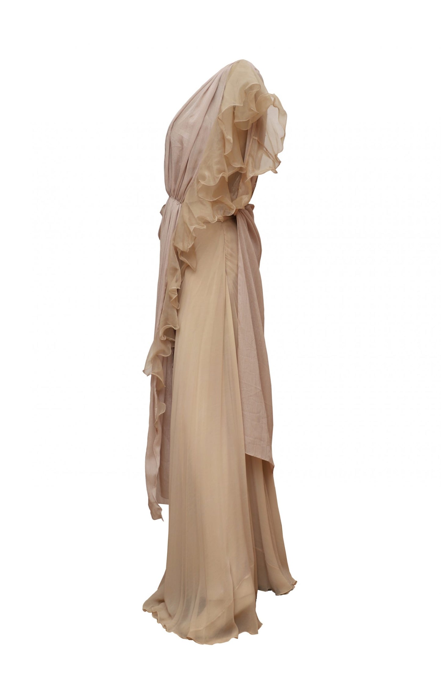 Beige Draped Sharara Saree