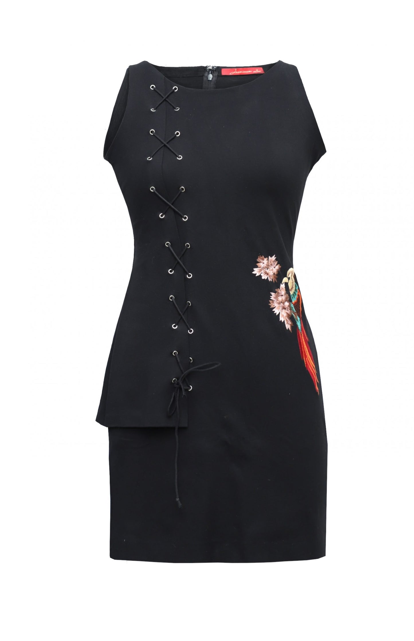 Black Tunic With Parrot Motif