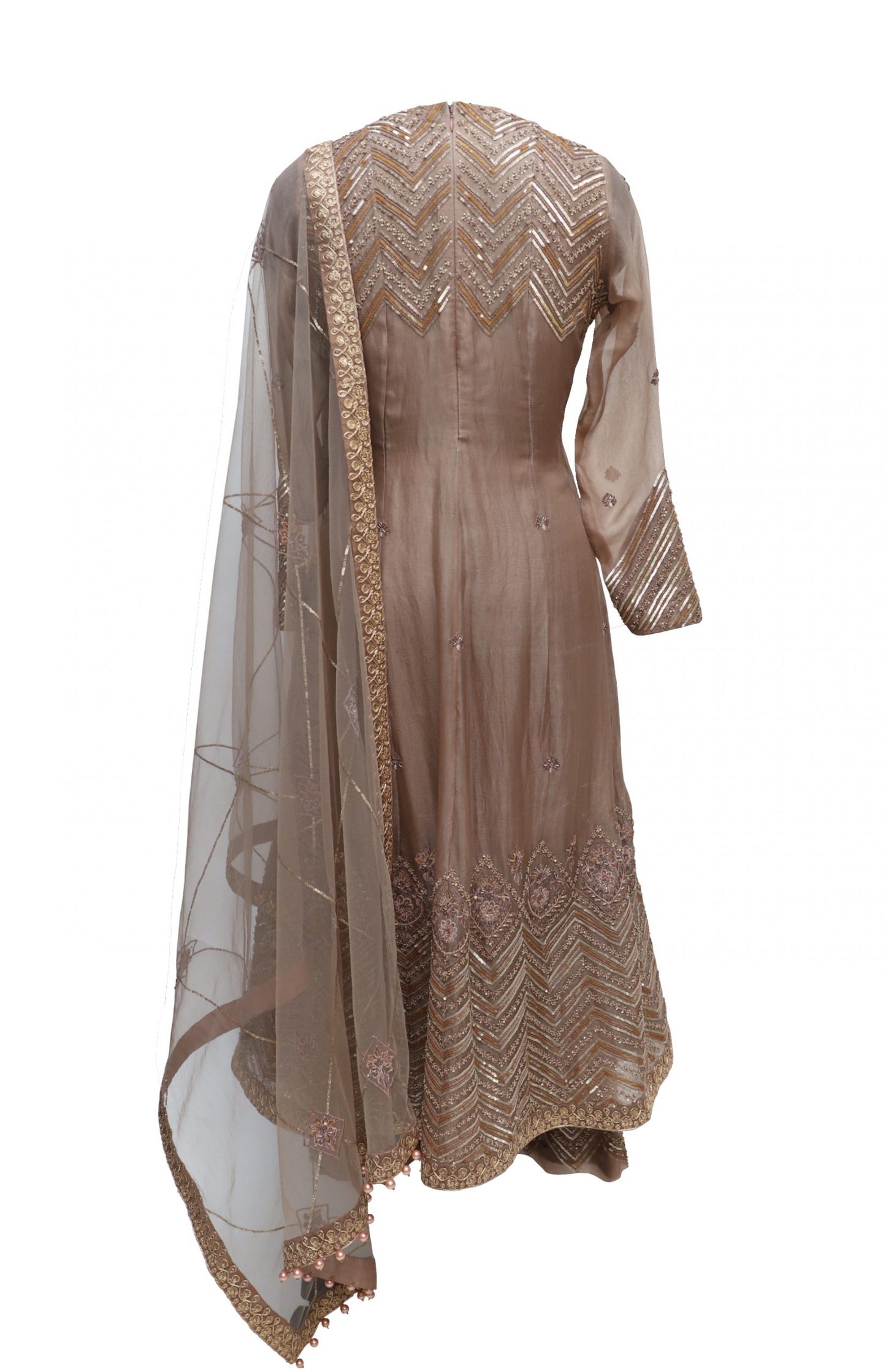Mouse Silk Organza Anarkali With Palazzo