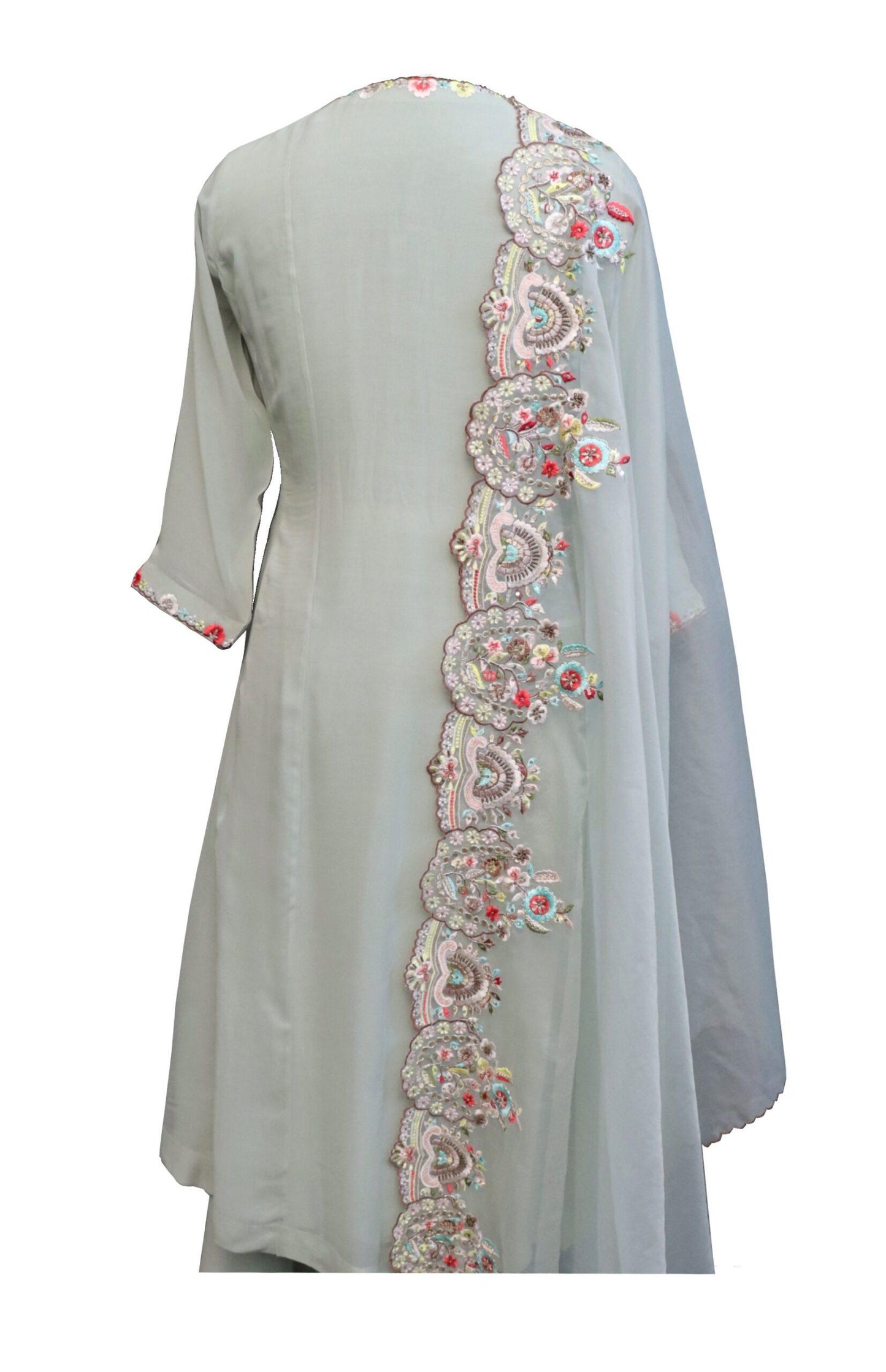 Georgette Kalidar Suit With Scalloped Embroidery