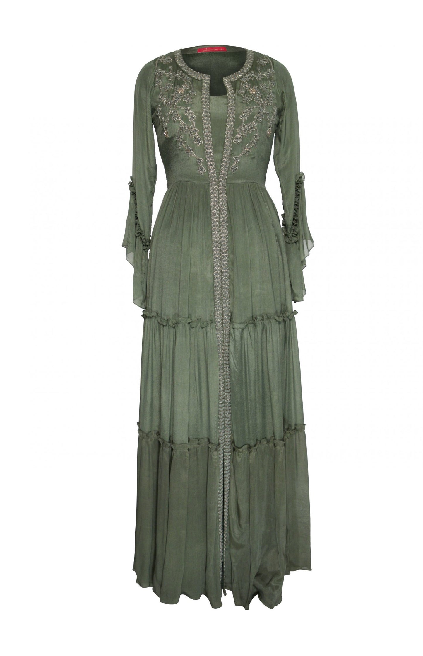 Chiffon Tiered Maxi Dress With TonT Embroidery