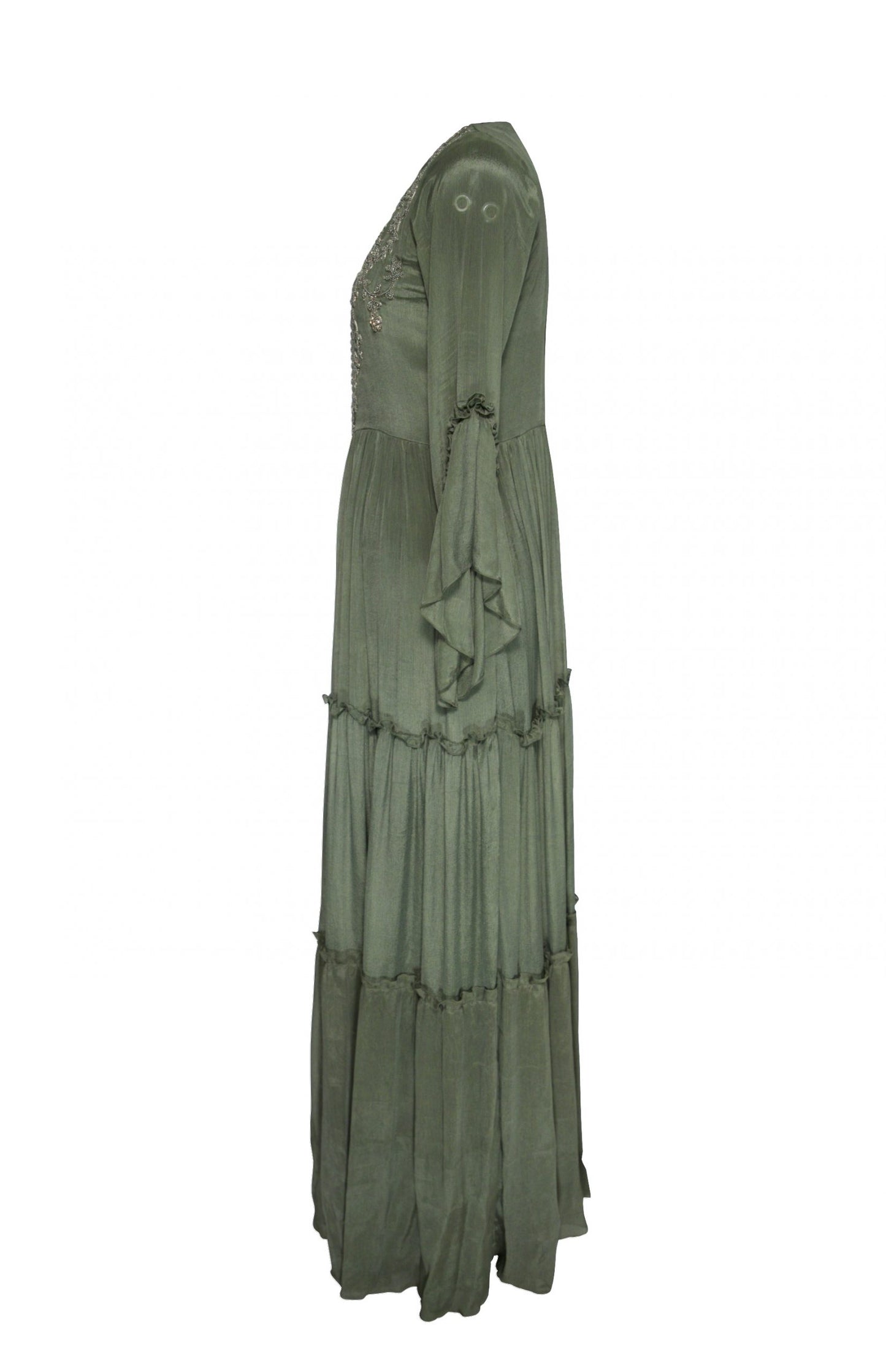 Chiffon Tiered Maxi Dress With TonT Embroidery
