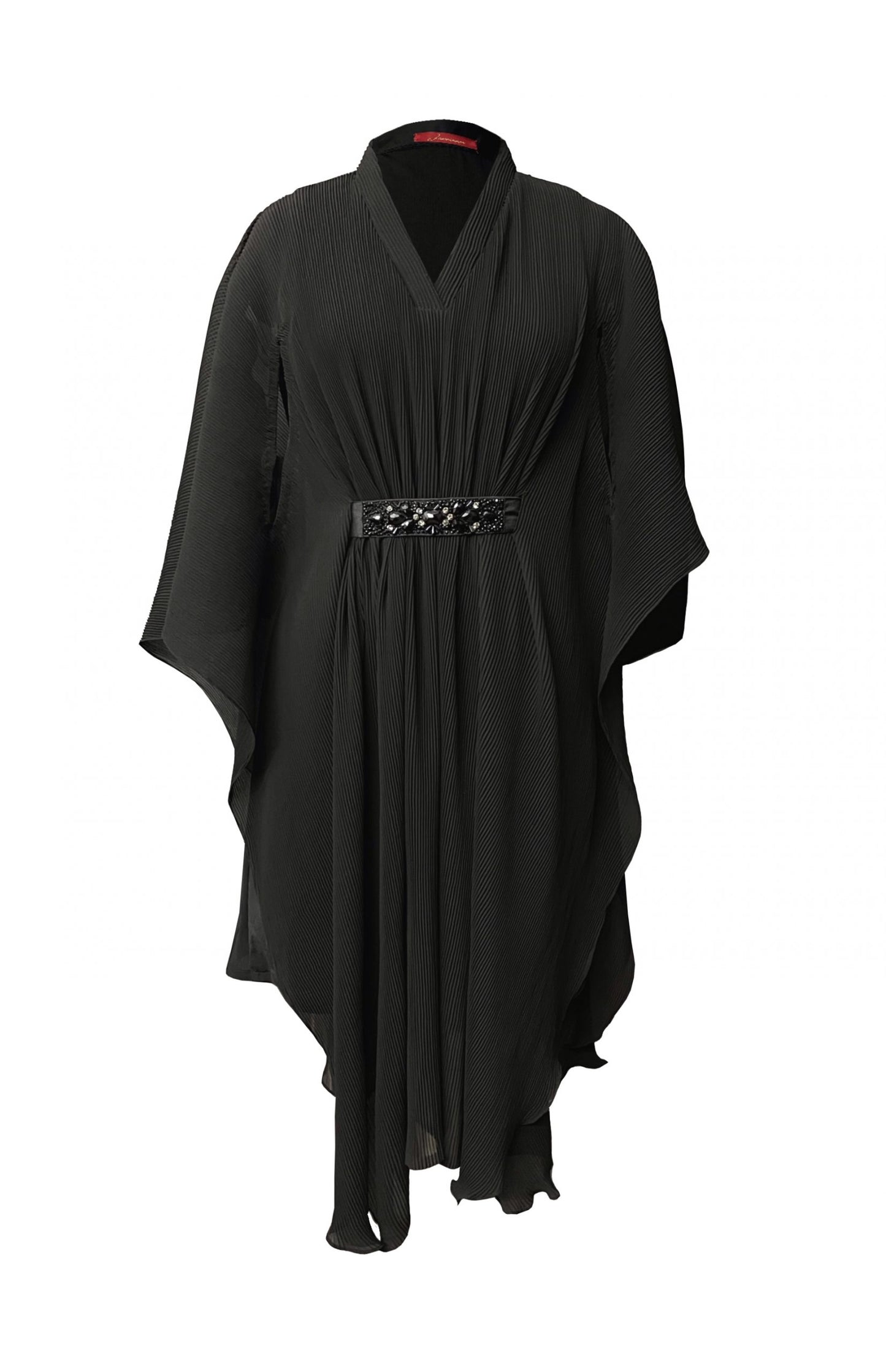 Black Electro Pleated Georgette Kaftan