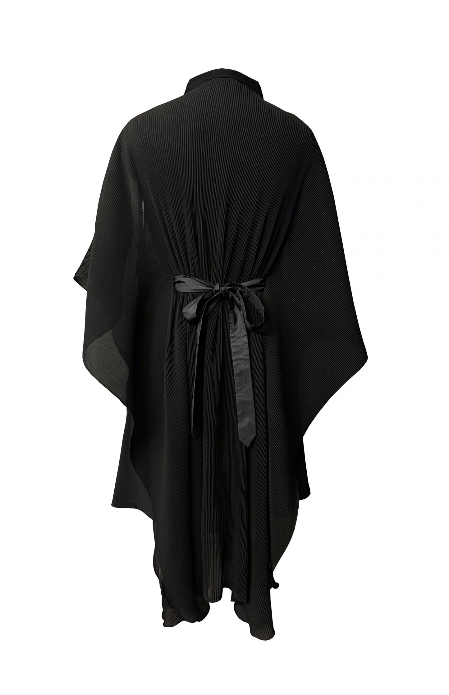 Black Electro Pleated Georgette Kaftan
