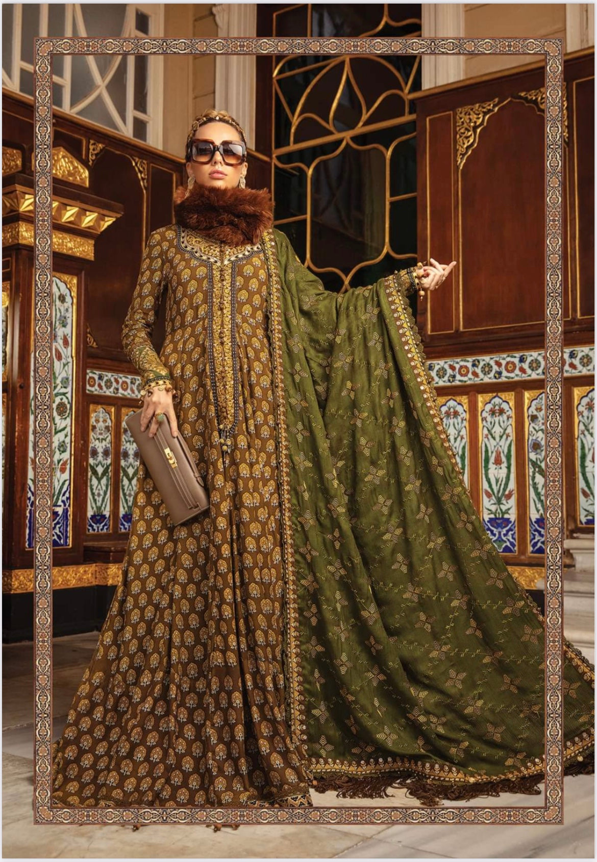 Maria.B Unstitched Linen D12 Brown