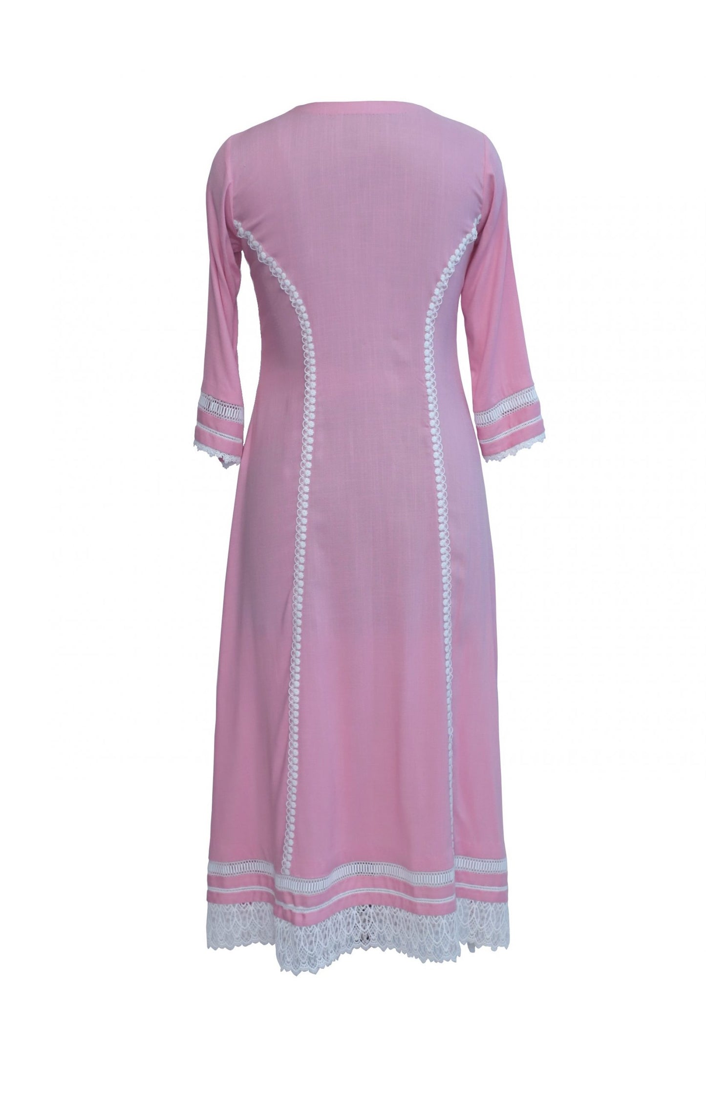 Bubblegum Pink Linen Kurta Set With Laces