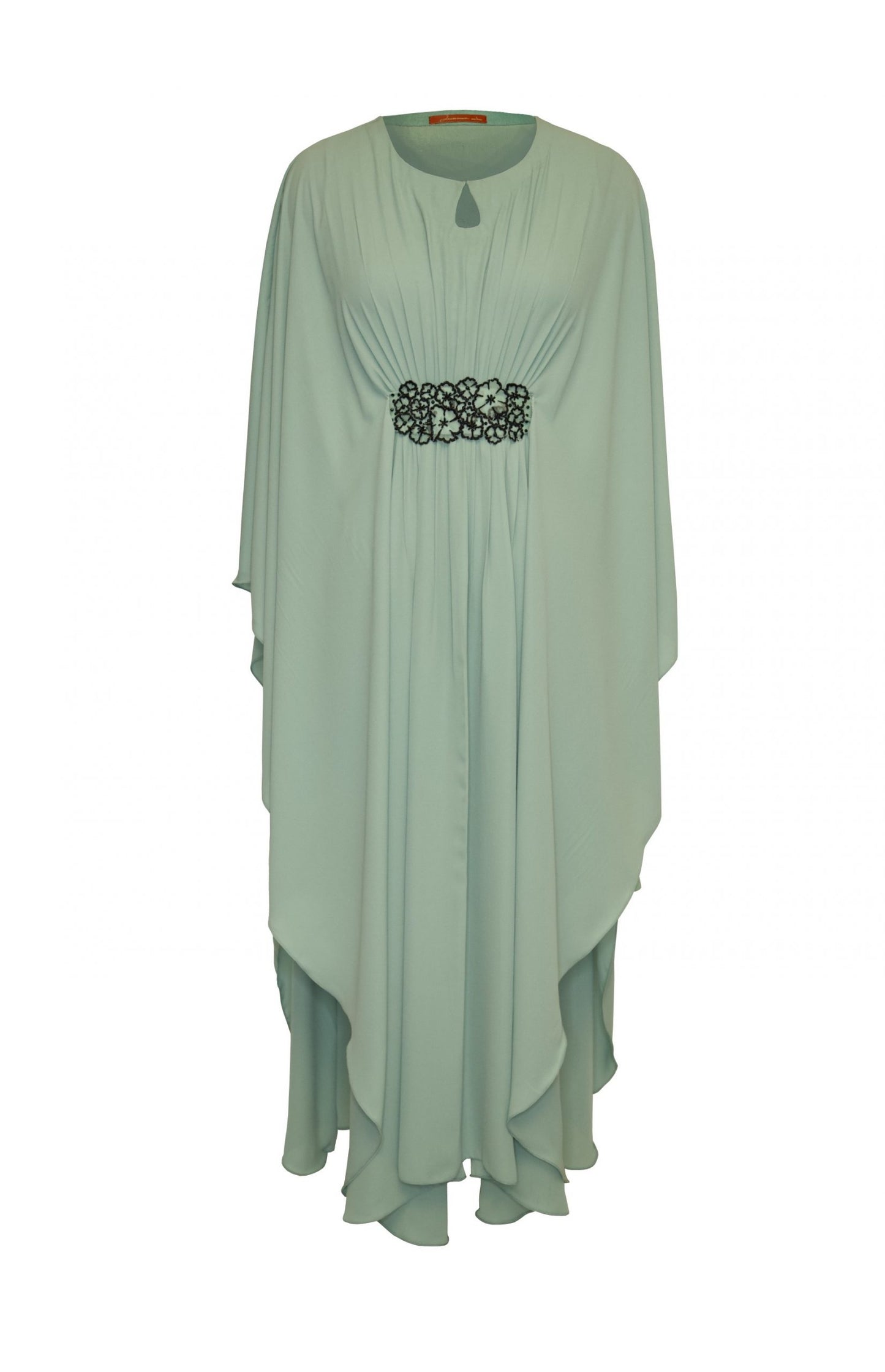 Mint Green Georgette Kaftan With 3D Flowers