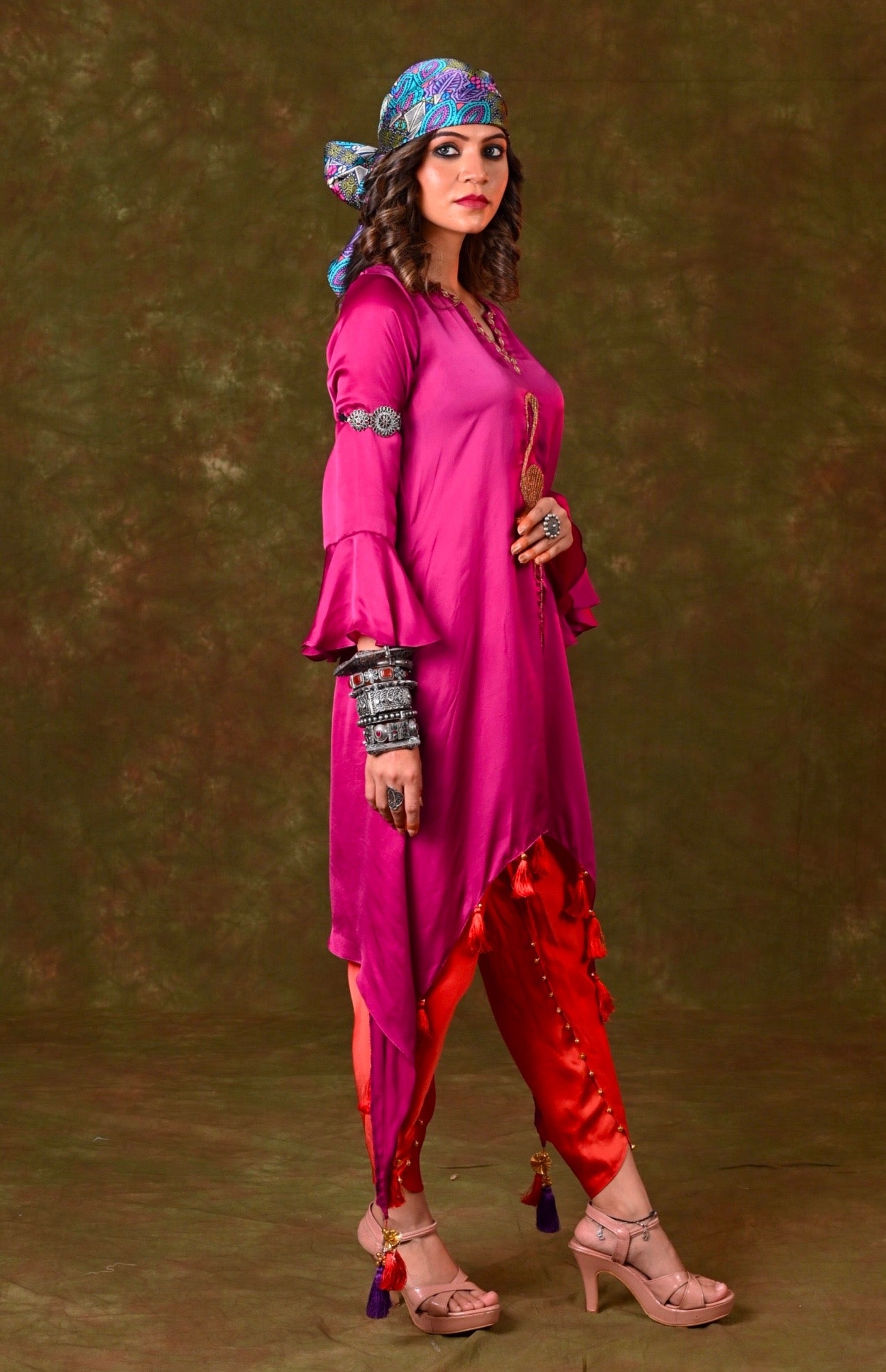 Asymmetric Boho Kurta With Tulip Pants