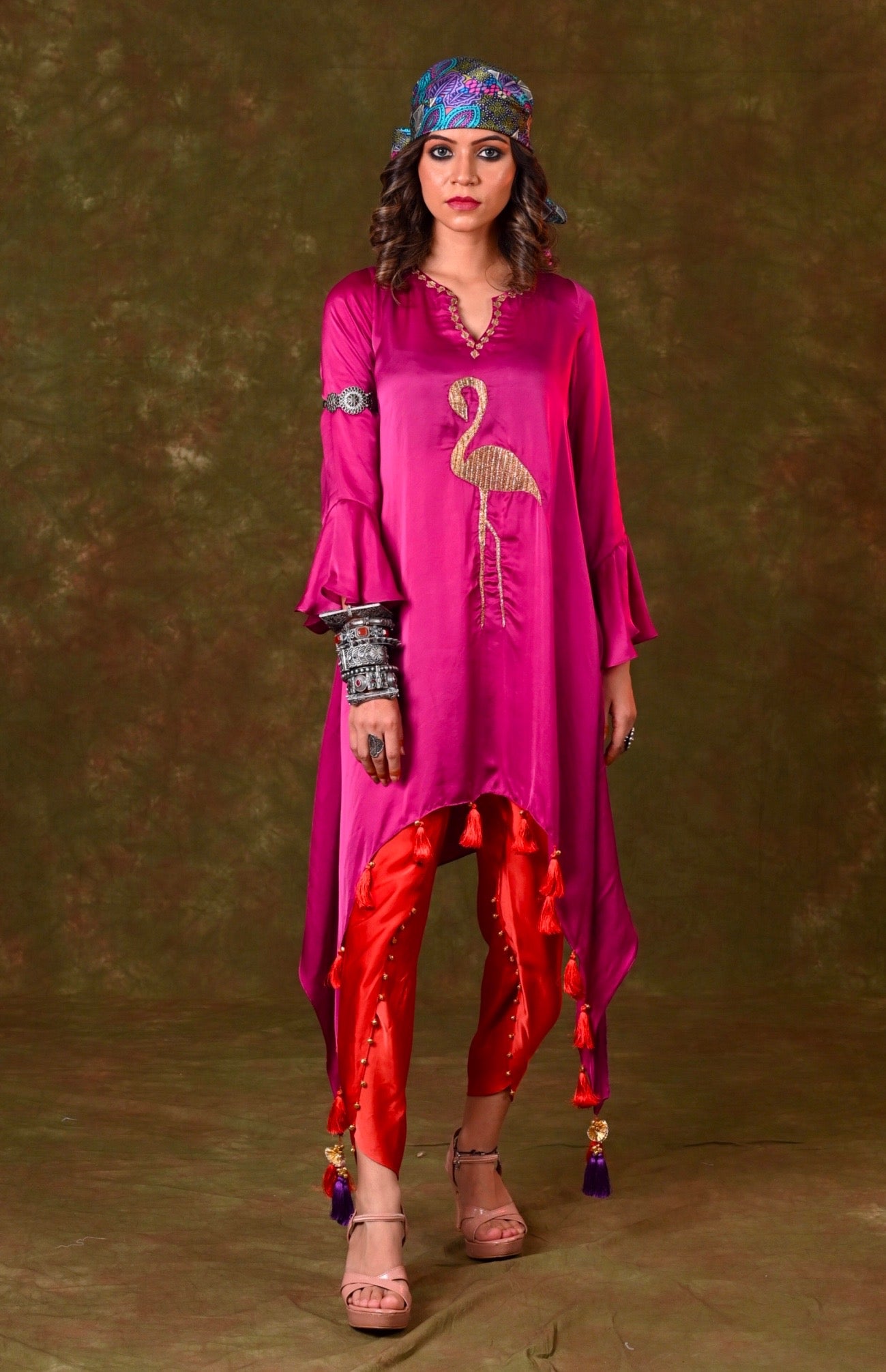 Asymmetric Boho Kurta With Tulip Pants