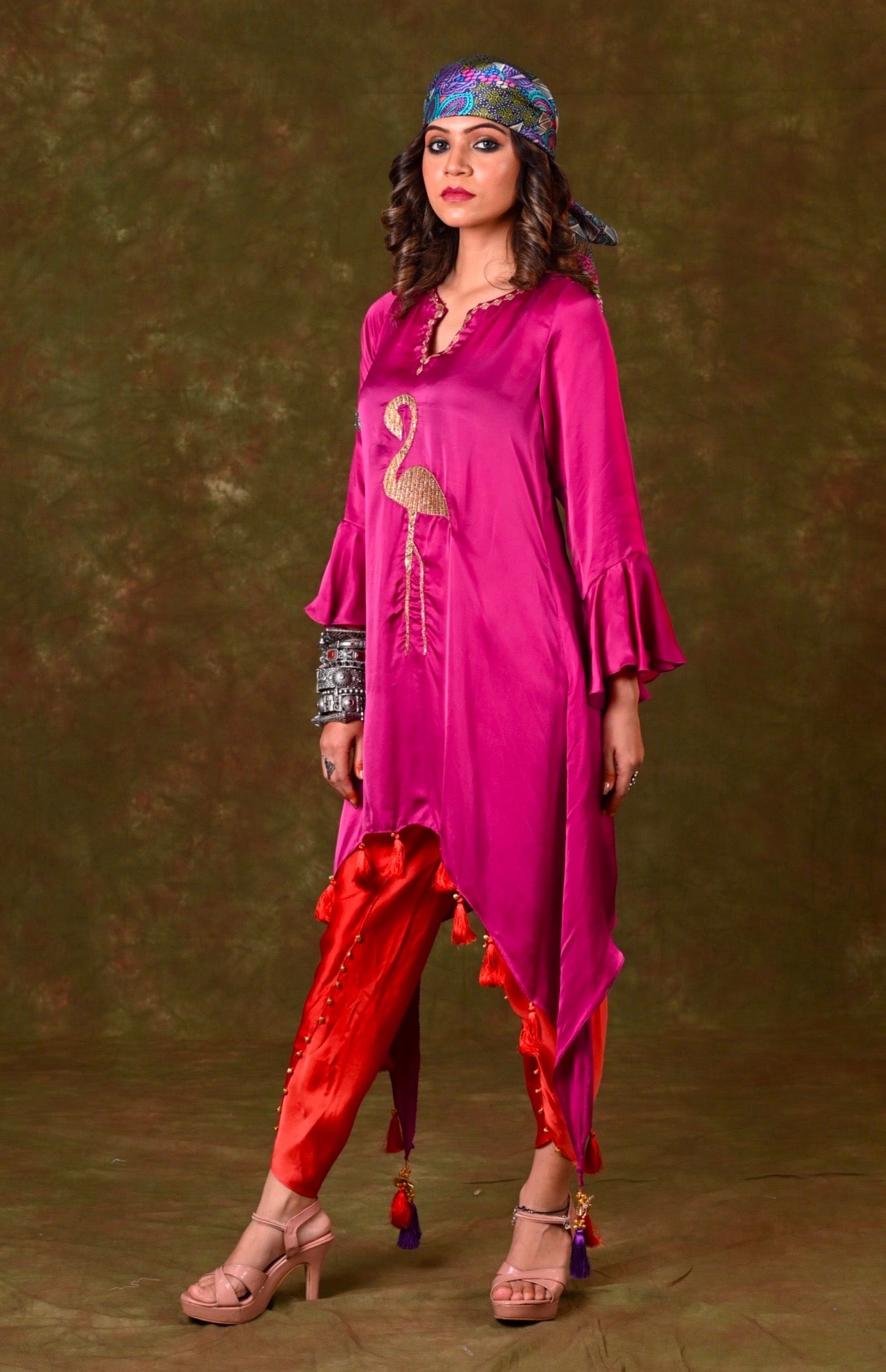 Asymmetric Boho Kurta With Tulip Pants