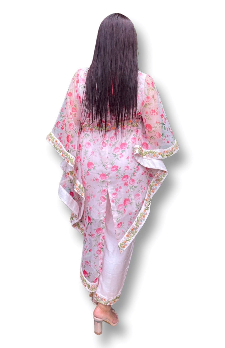 Printed Organza Kaftan Set