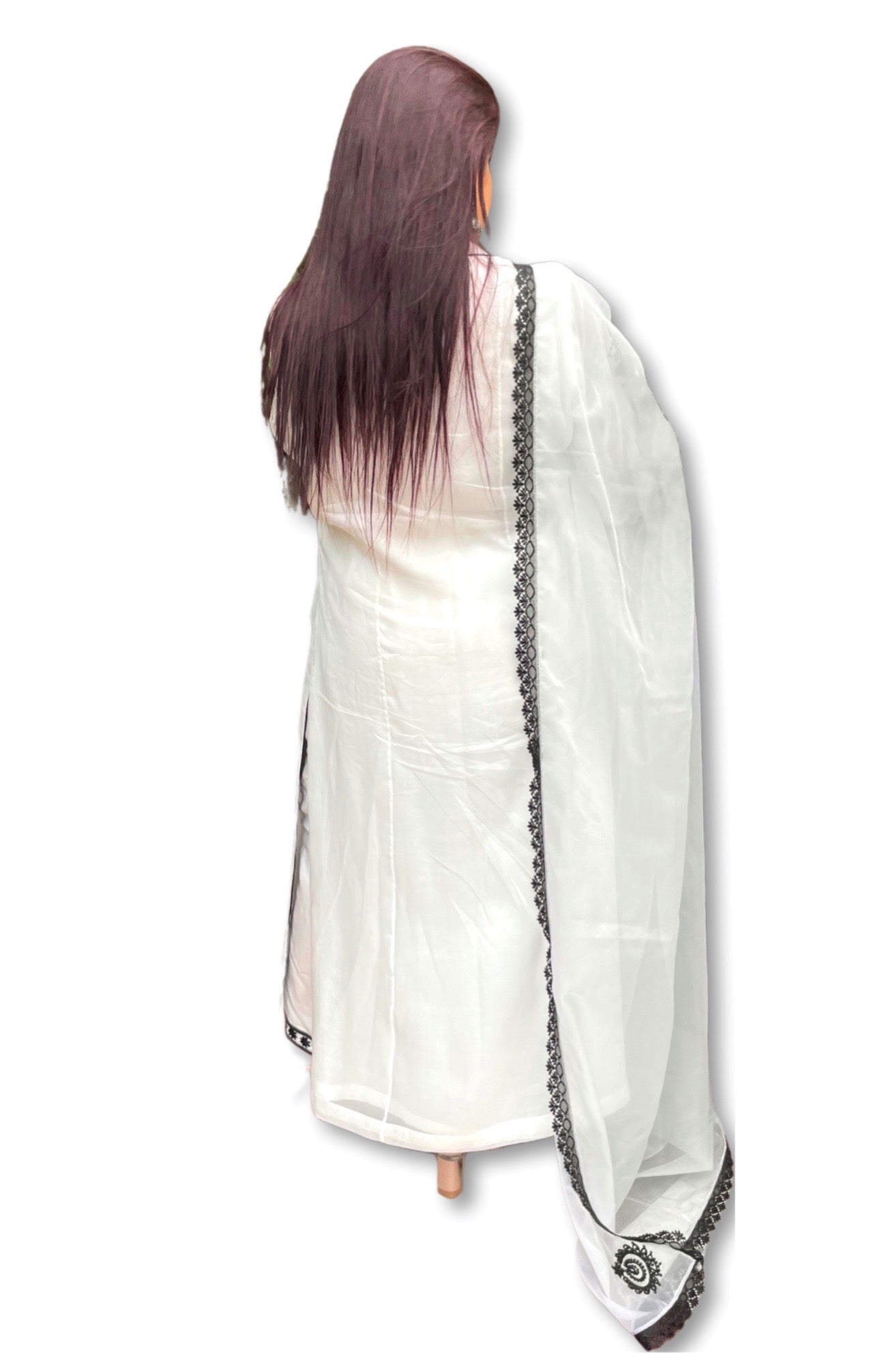 Organza Suit With Black Beads Embroidery