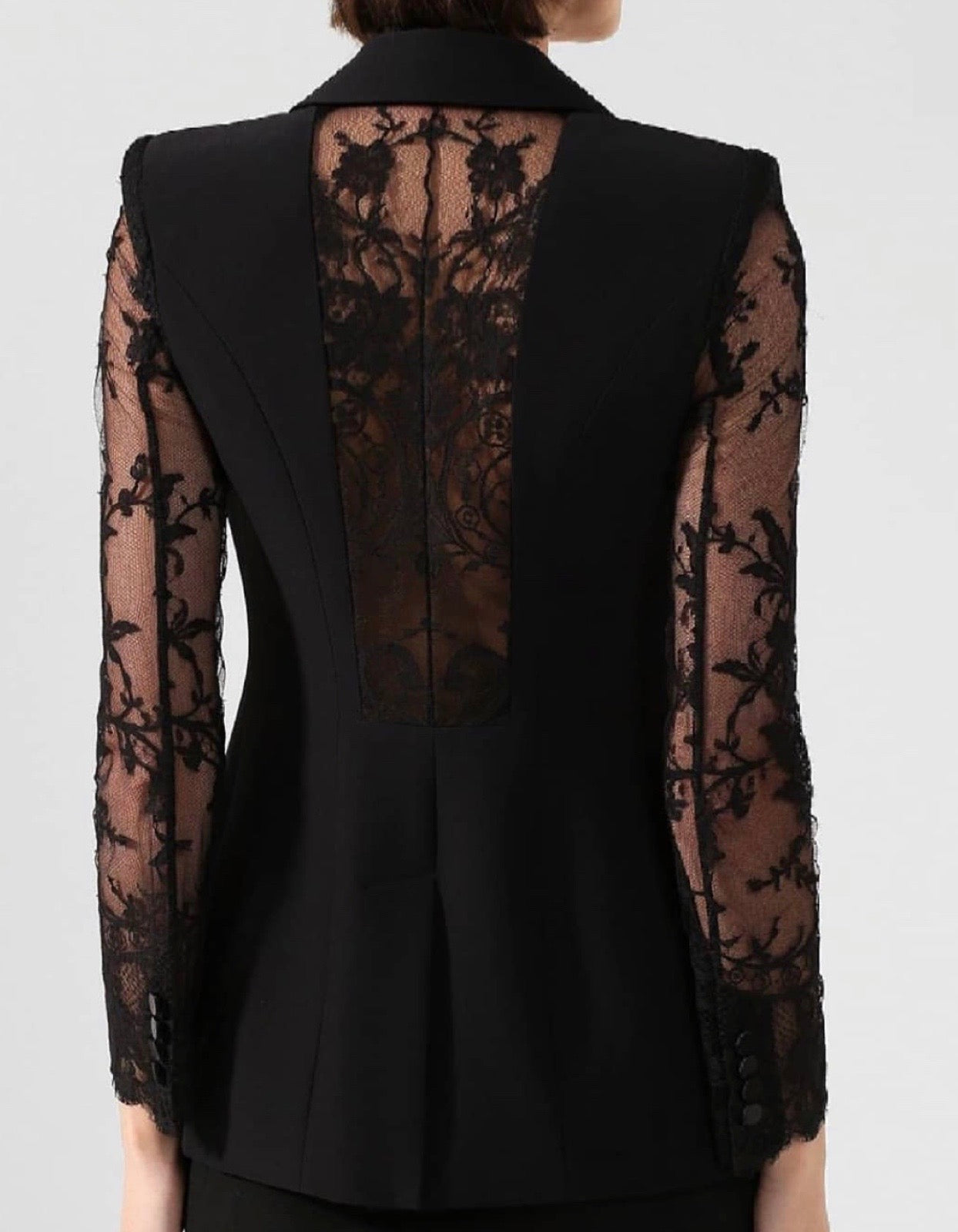 Black Chantilly Sleeves Blazer