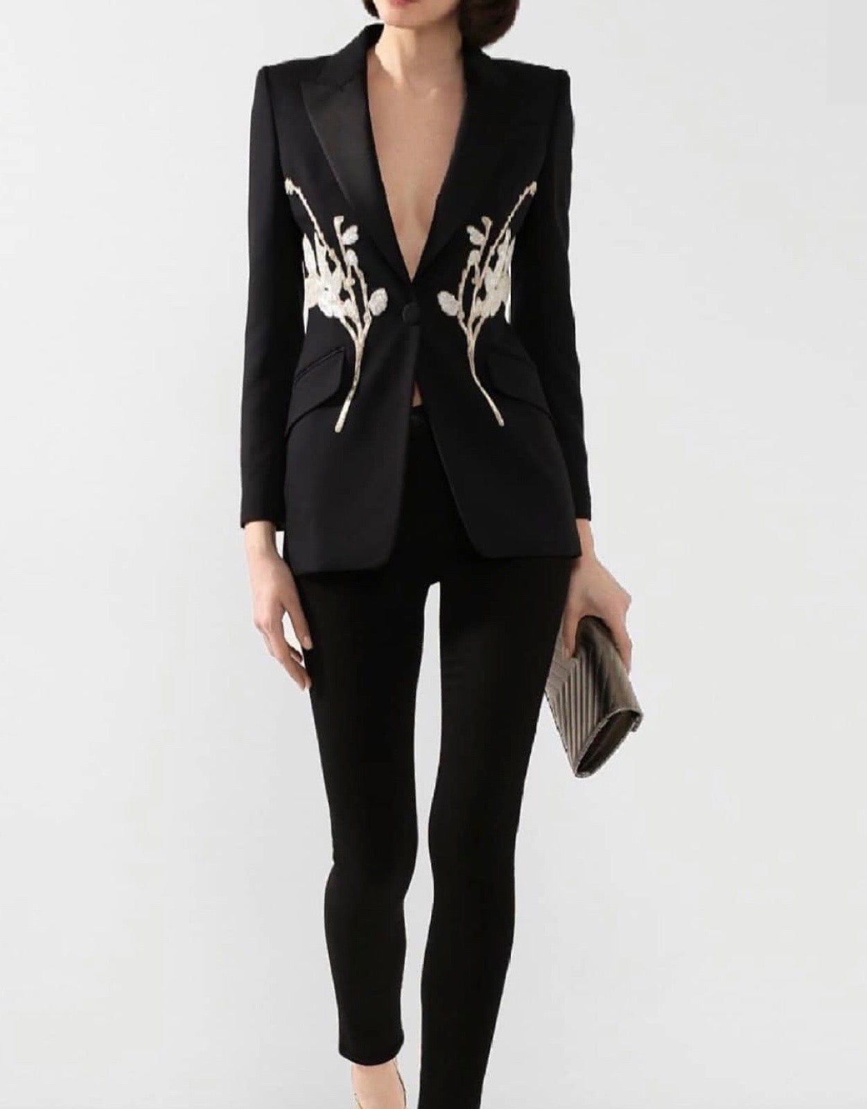 Black Embroidered Blazer