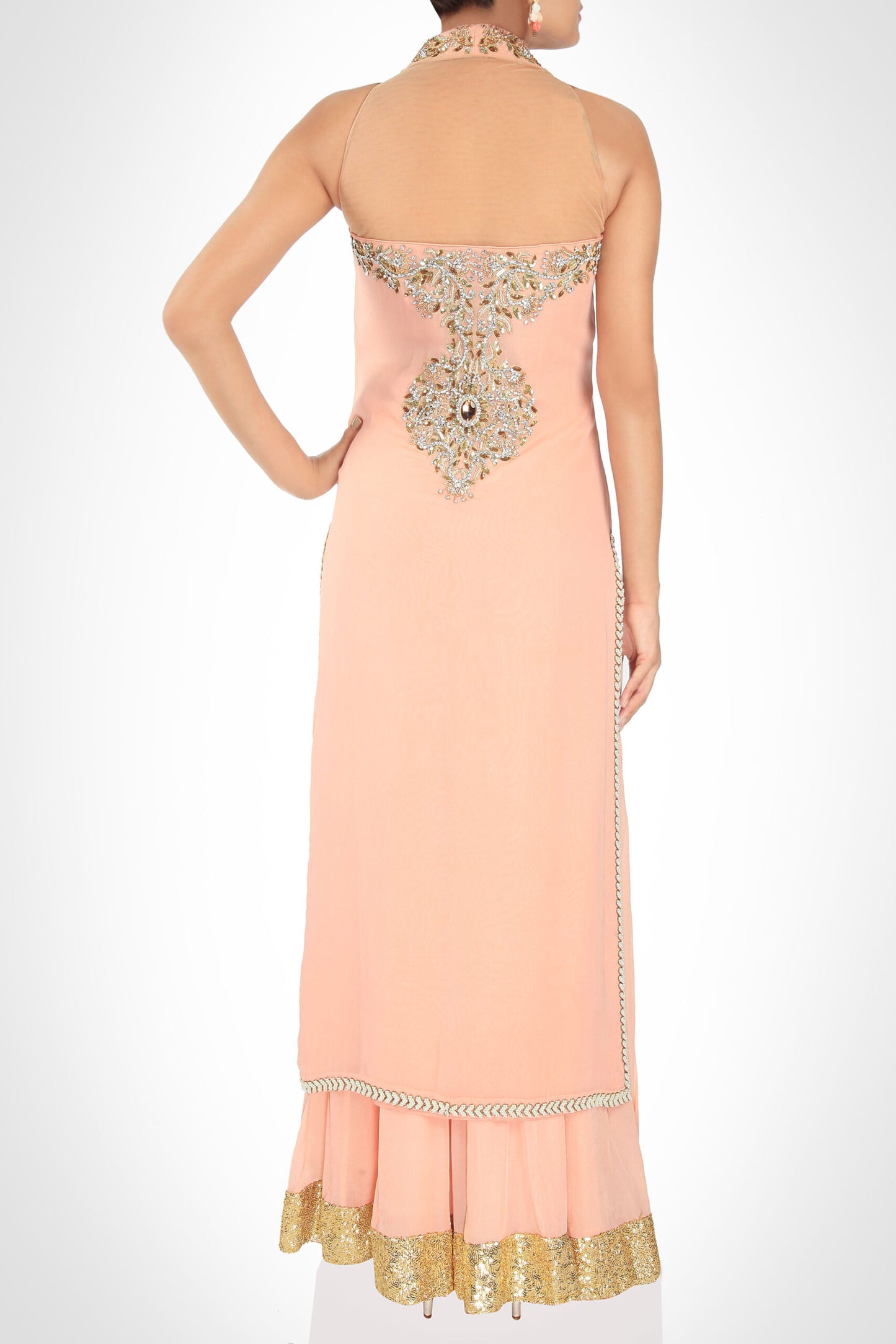 Salmon Pink Kurta With Sharara